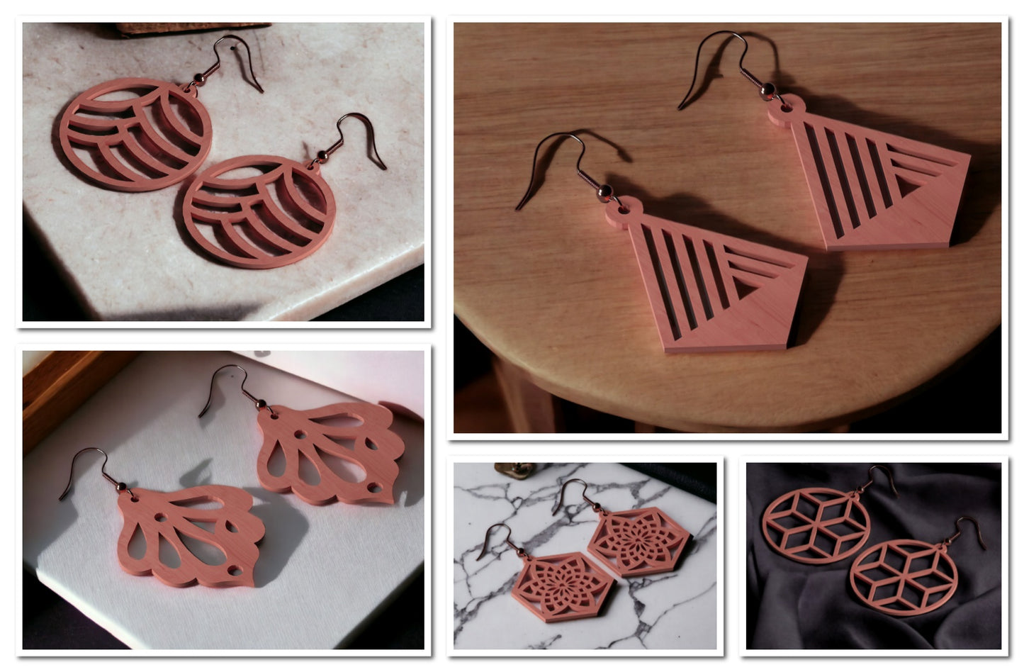 Earring Bundle / Wood Leather Earrings Templates / Acrylic pendant DXF, SVG, CDR 287