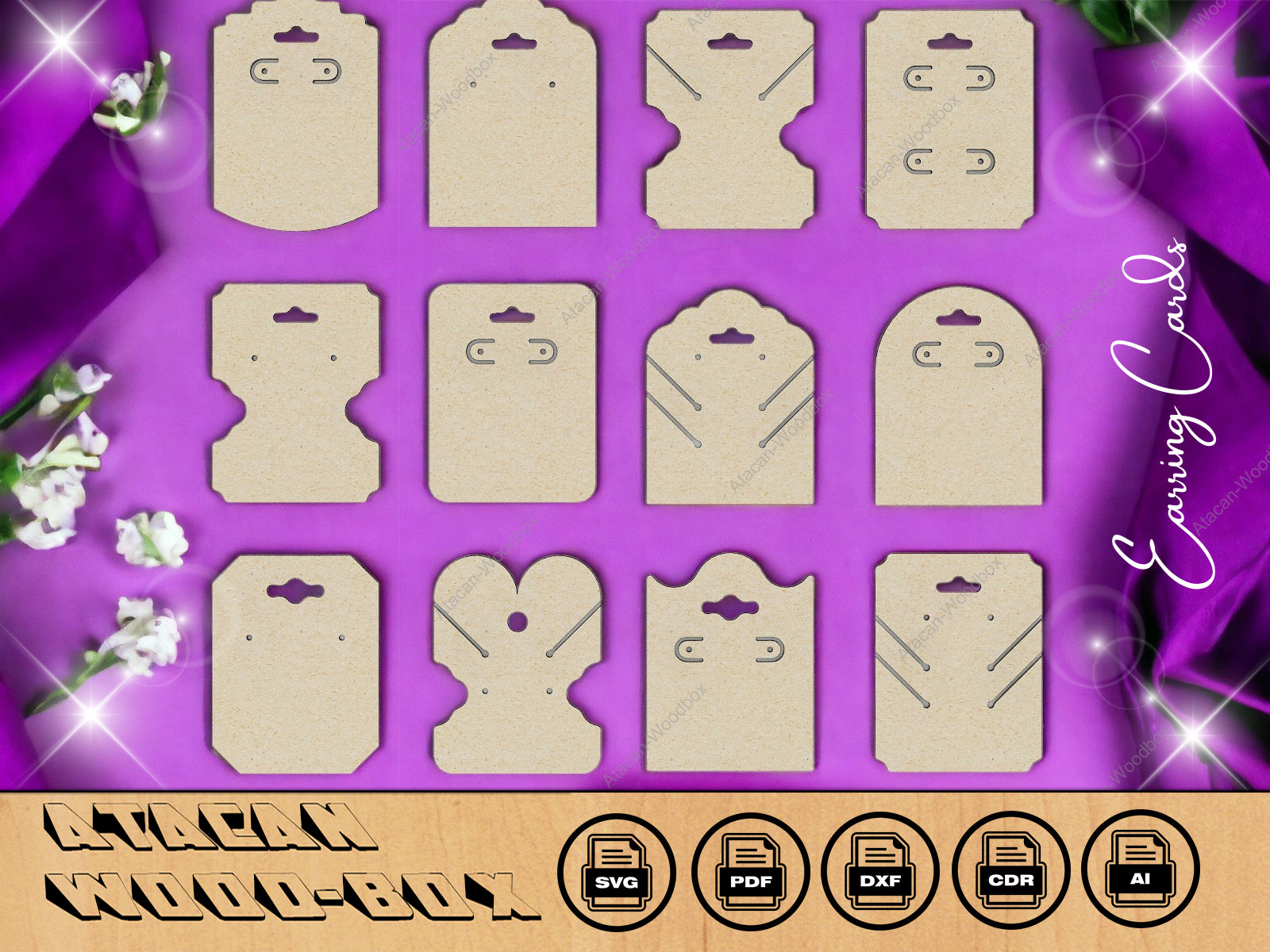 Earring Display Cards SVG files, Earring Card Template , Earring Card