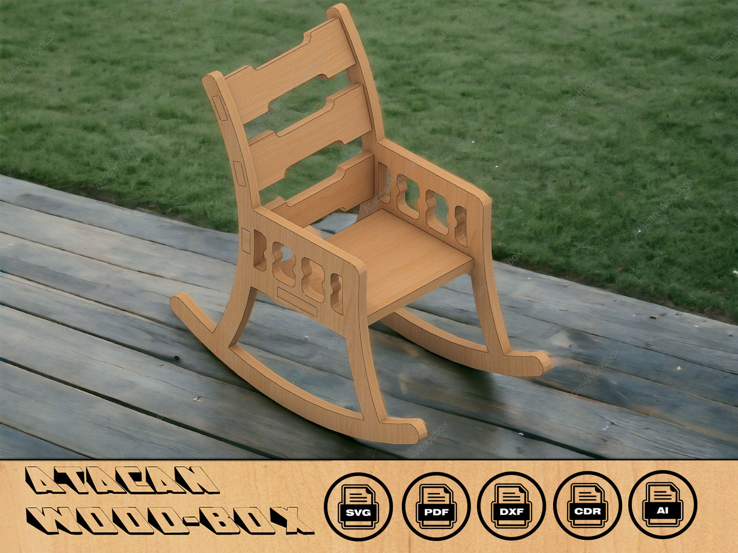 Rocking Chair Laser cutting SVG files / Miniature Carved Chair Cnc DXF file / Glowforge Laser Machines Digital cut Plans 134