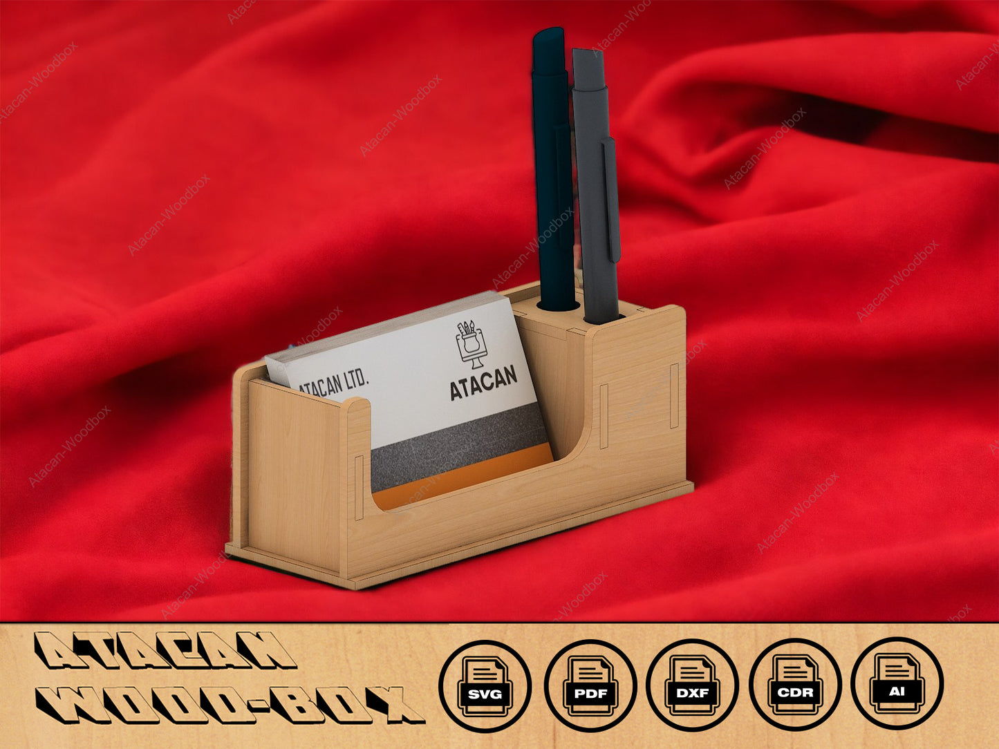 Laser Cut Desktop Wooden Business Card Stand - Drawing files - SVG vector files - Glowforge digital download 102