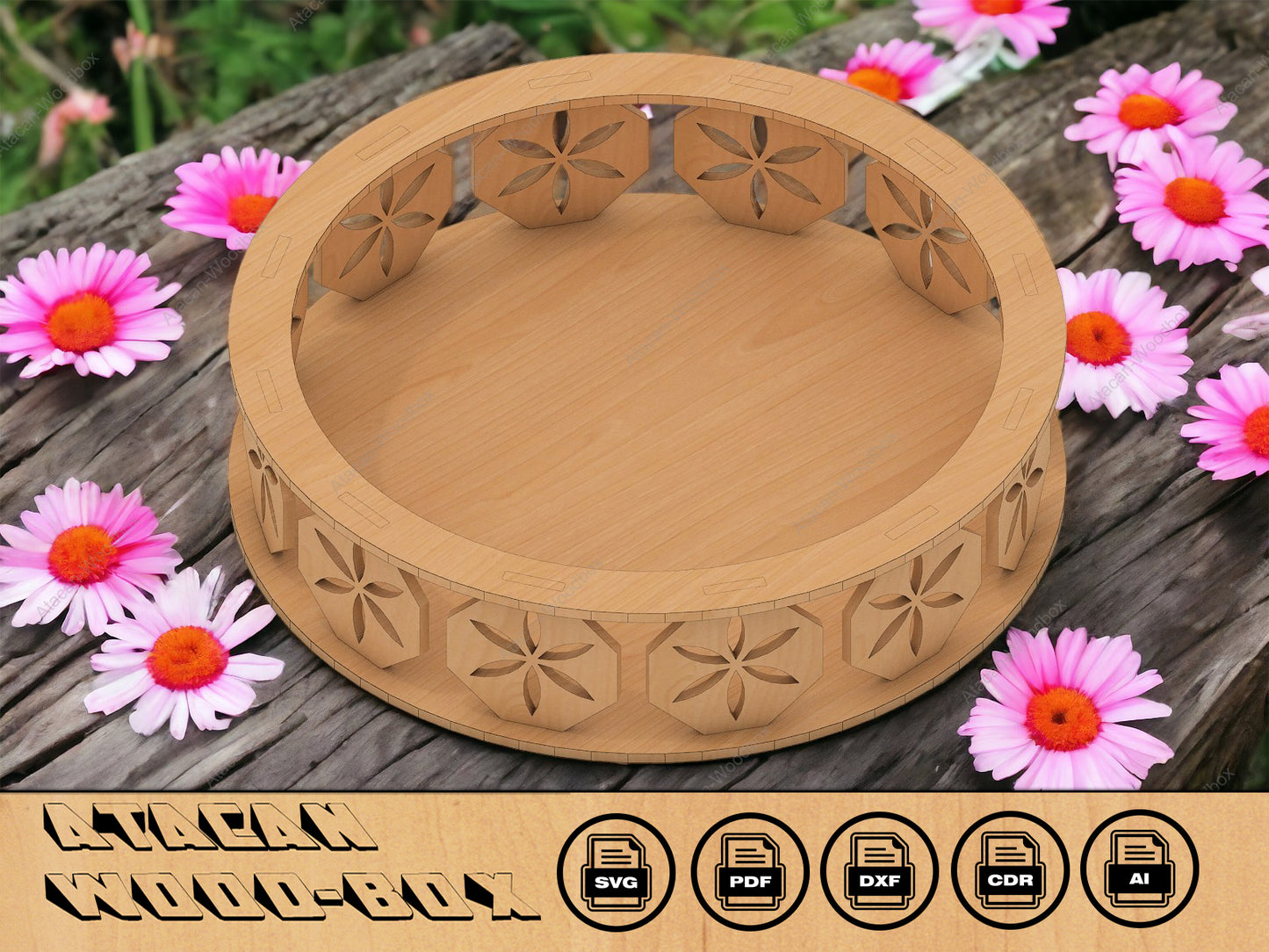 Tray Vector file, Laser Cut Svg, Wooden Decorative Tray, Glowforge files 110