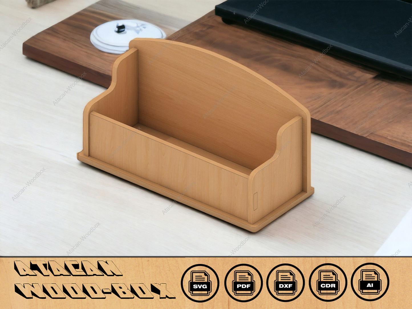 Business Card Holder 3mm Svg- Logo space - Glowforge - Digital file - Wooden - Card Stand 101