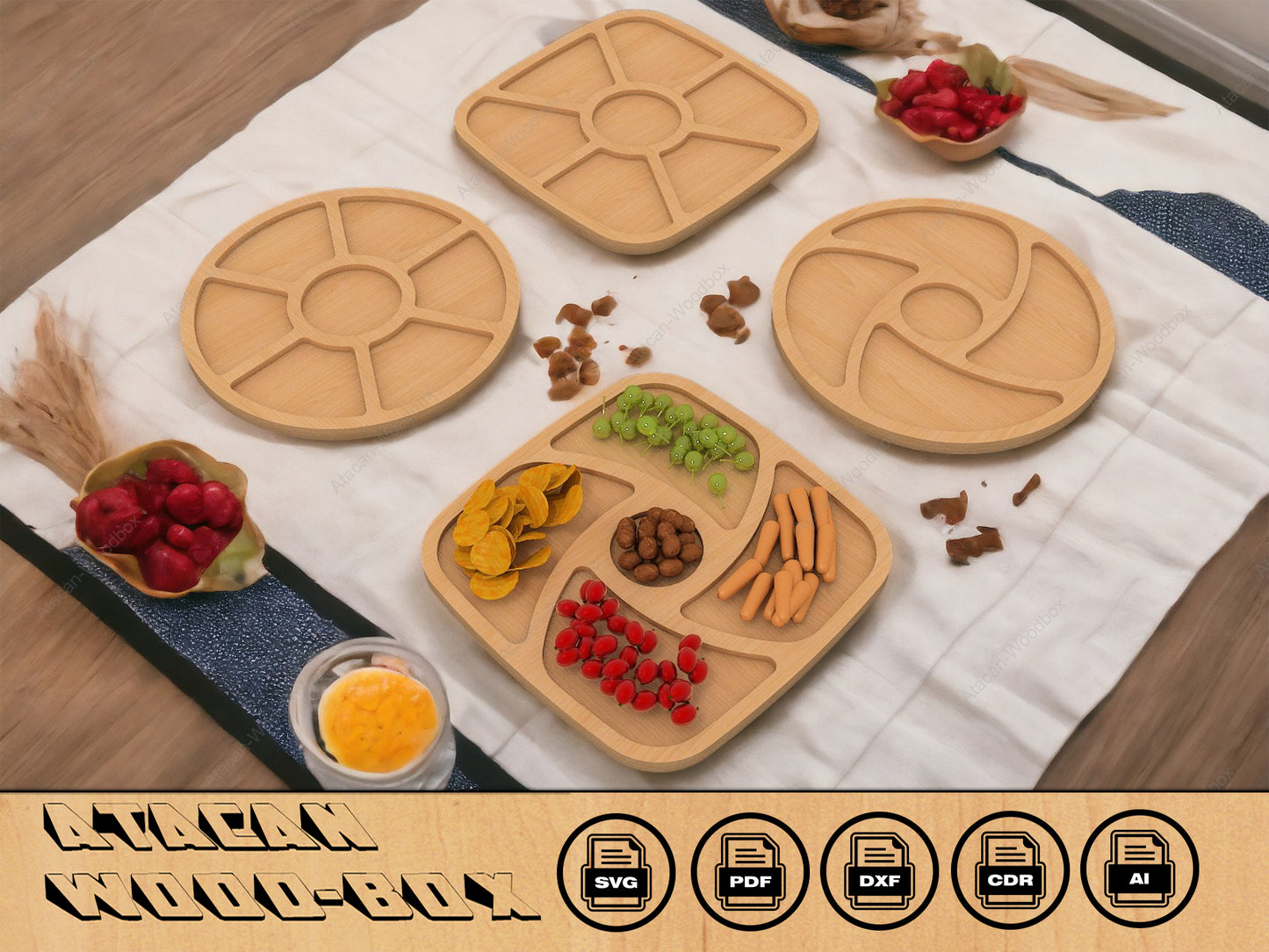 Charcuterie Board Svg template - Laser Cut Files - Glowforge digital download 082