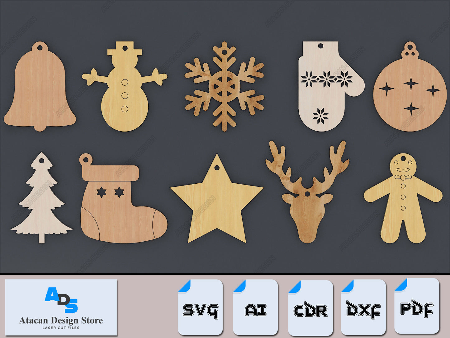 Christmas Bundle / Laser cut SVG files / Noel Sleigh / Christmas Tree / Noel Items templates ADS093