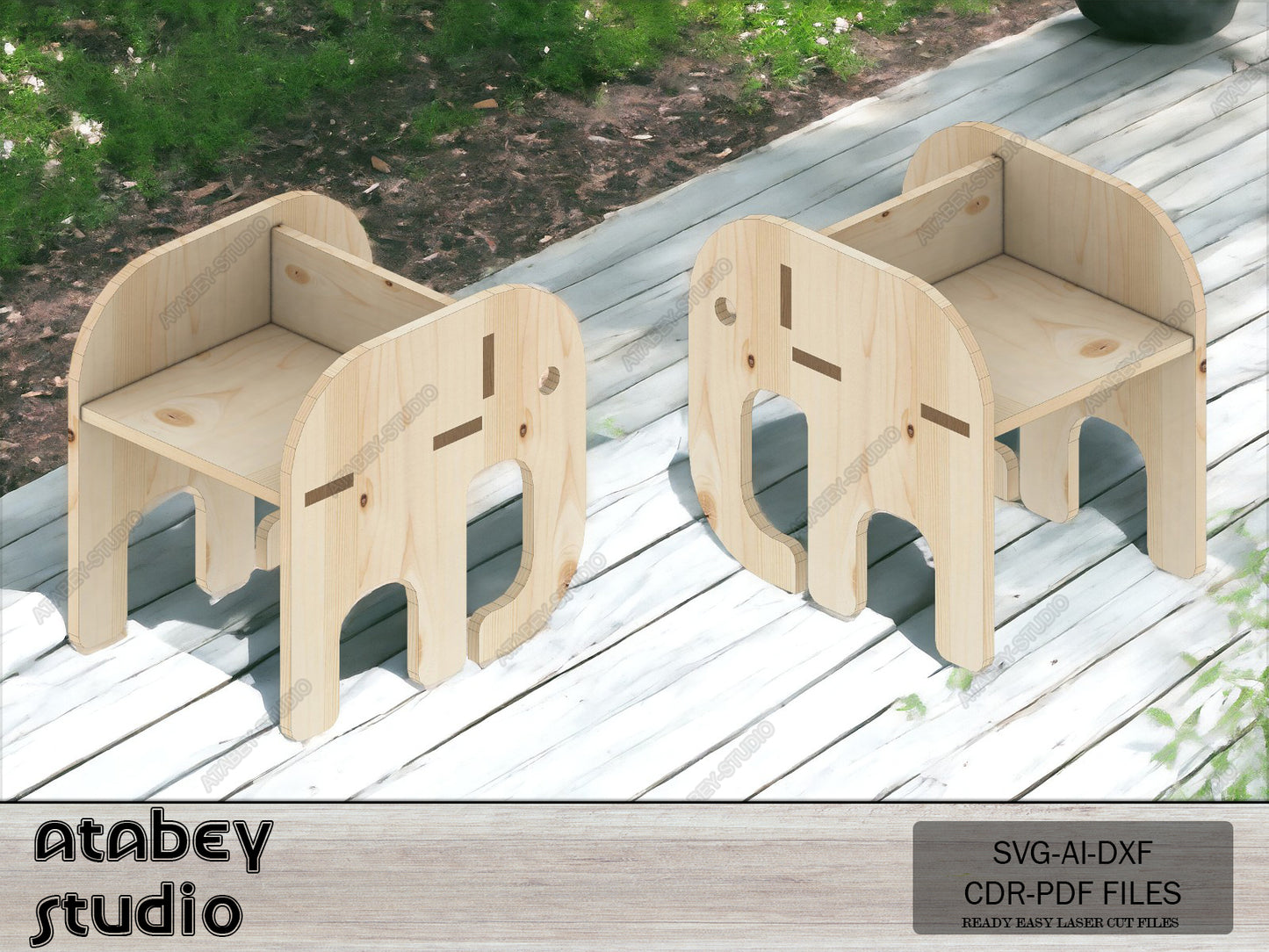 Plywood Mini Chair and Table Decor - Vector Plan for Dollhouse Furniture, Wood Laser Cut Files 098