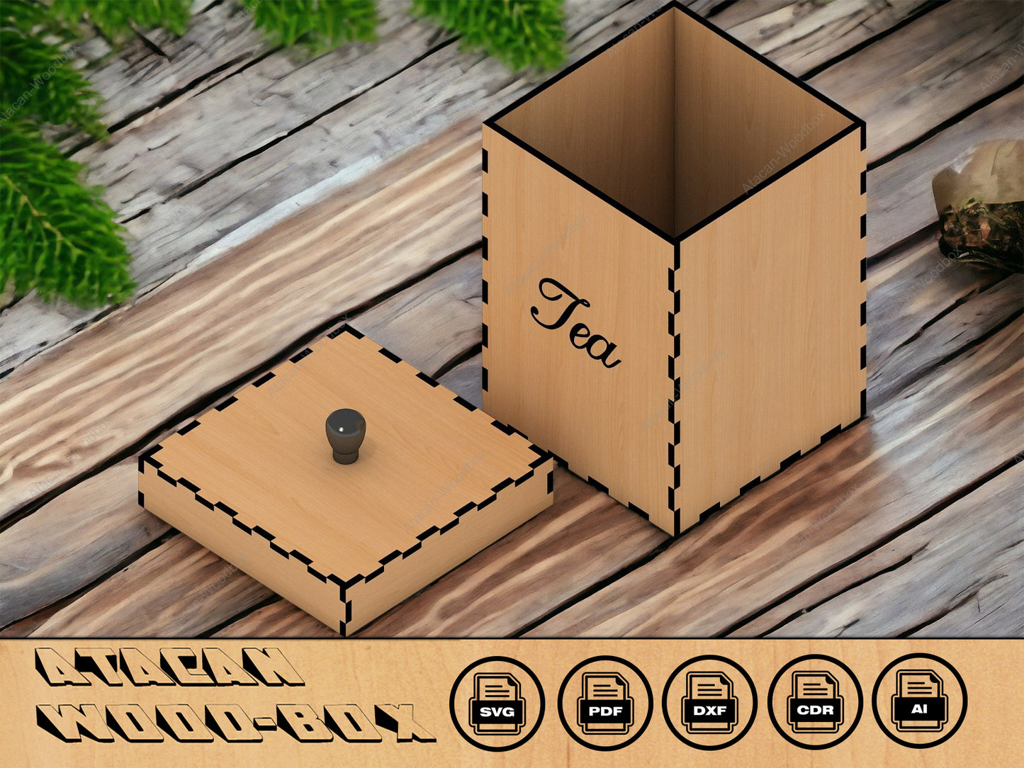 Coffe Box laser cut file - Tea Box SVG file - Glowforge, Sugar Box Digital File 125