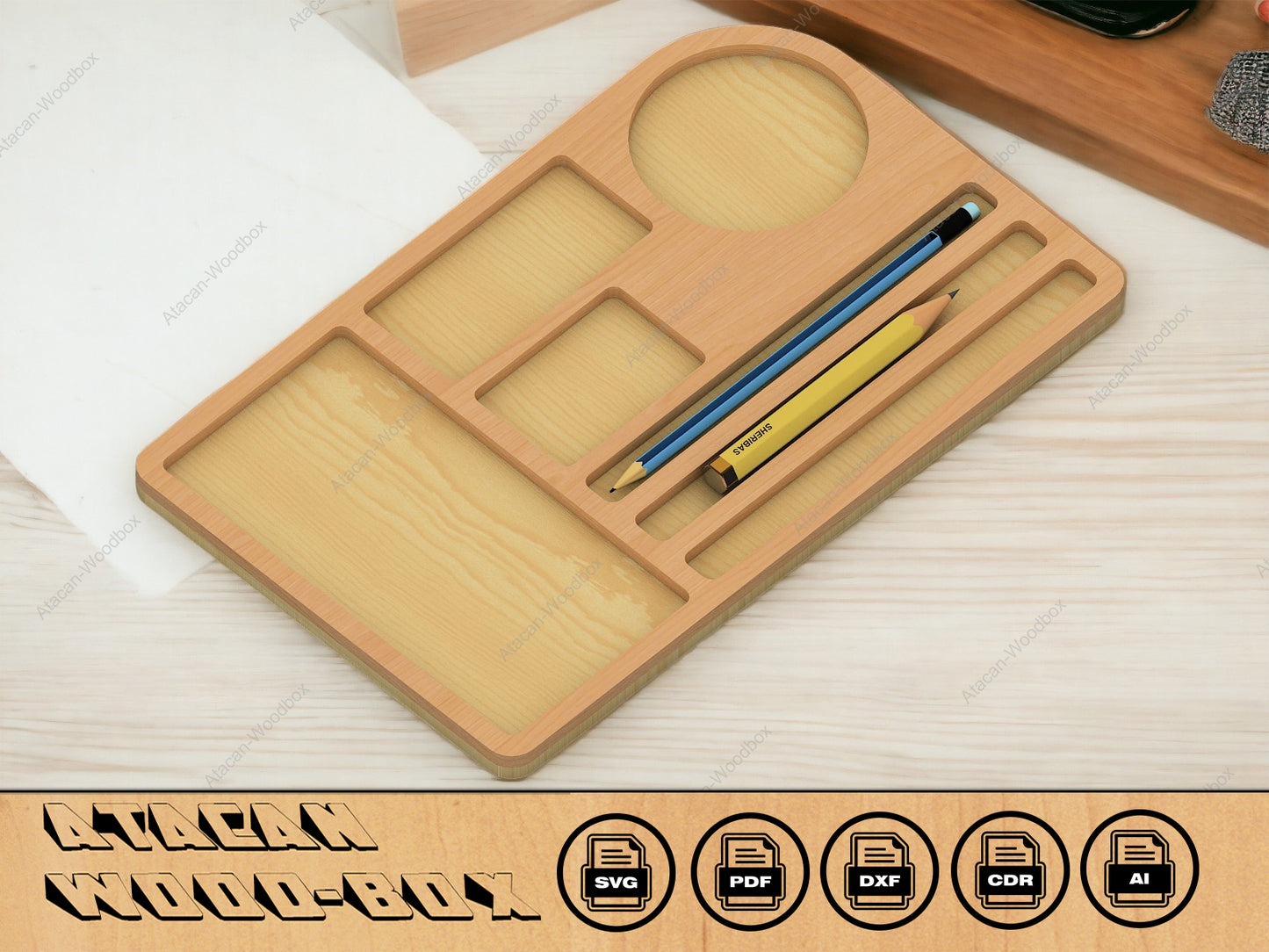 Office Organiser Laser Cutting Template, CNC Dxf cut plan, SVG Glowforge Laser Cut siles, 141