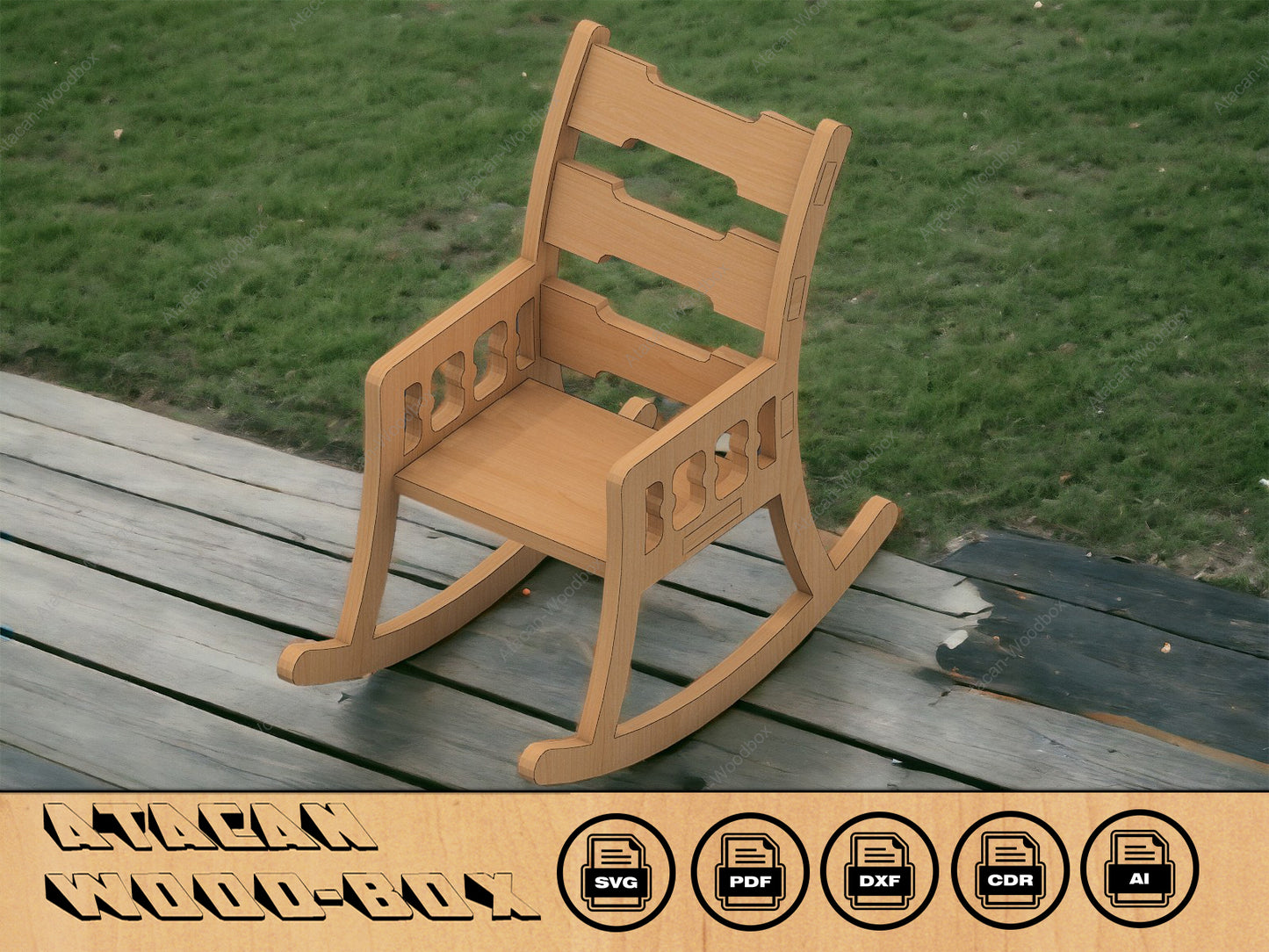 Rocking Chair Laser cutting SVG files / Miniature Carved Chair Cnc DXF file / Glowforge Laser Machines Digital cut Plans 134
