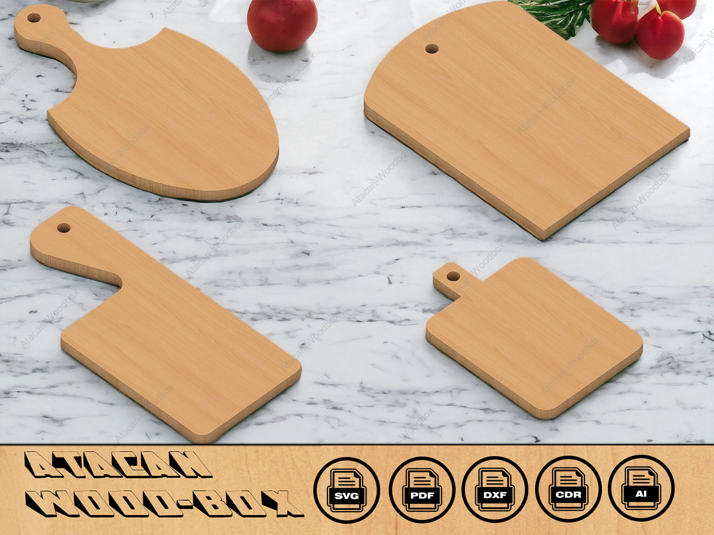 Kitchen Cutting Board Set / Laser Cutting SVG Files / Cnc, Glowforge, Cricut Digital files 184