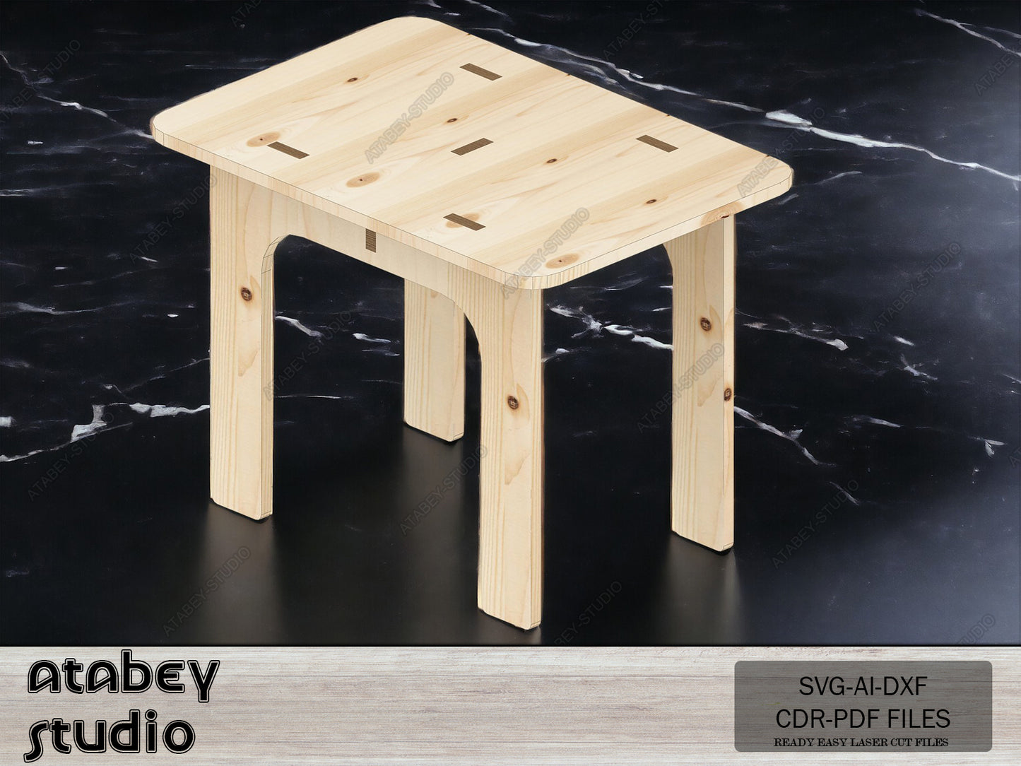 Plywood Mini Chair and Table Decor - Vector Plan for Dollhouse Furniture, Wood Laser Cut Files 098