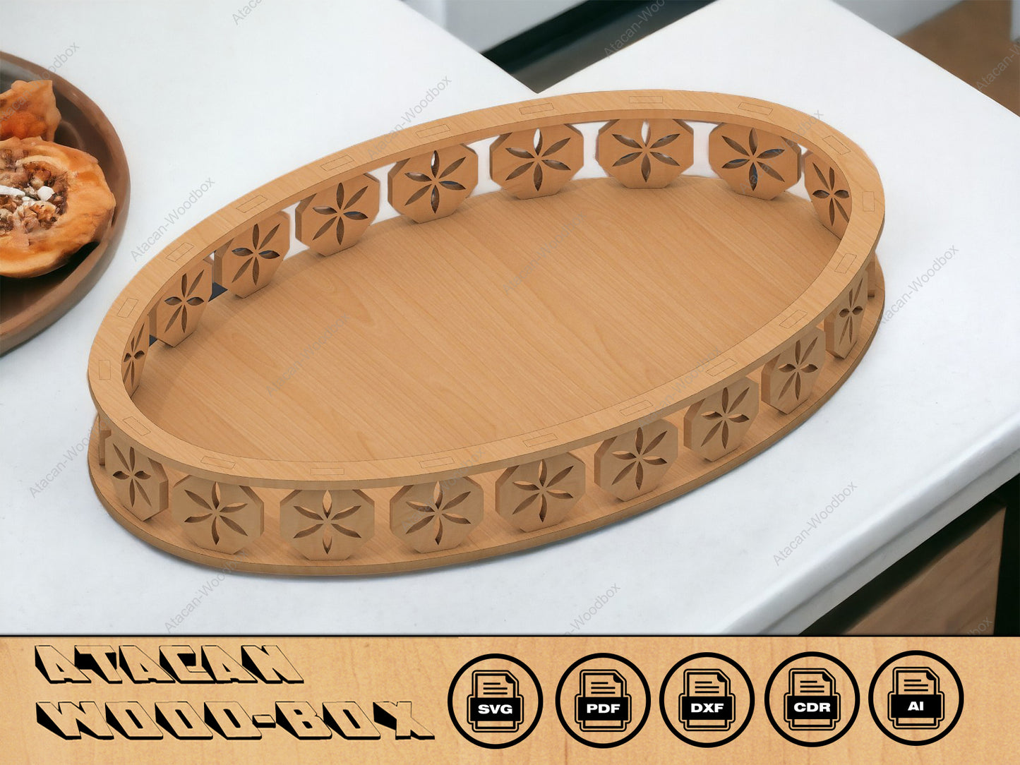 Tray Laser Cut Files - Ellipse Wood Tray Glowforge file - Svg-Dxf-Pdf-Ai-Cdr Digital Download 107