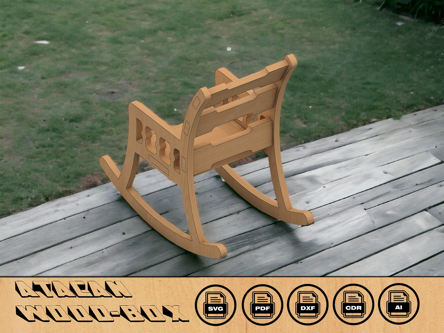 Rocking Chair Laser cutting SVG files / Miniature Carved Chair Cnc DXF file / Glowforge Laser Machines Digital cut Plans 134