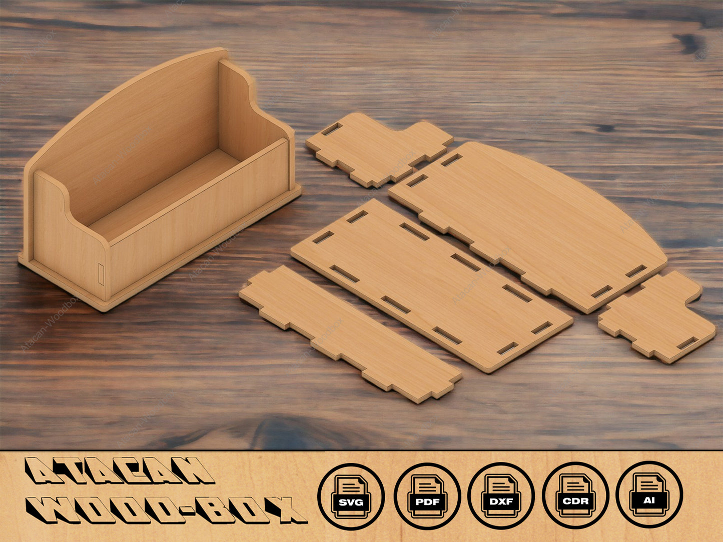 Business Card Holder 3mm Svg- Logo space - Glowforge - Digital file - Wooden - Card Stand 101