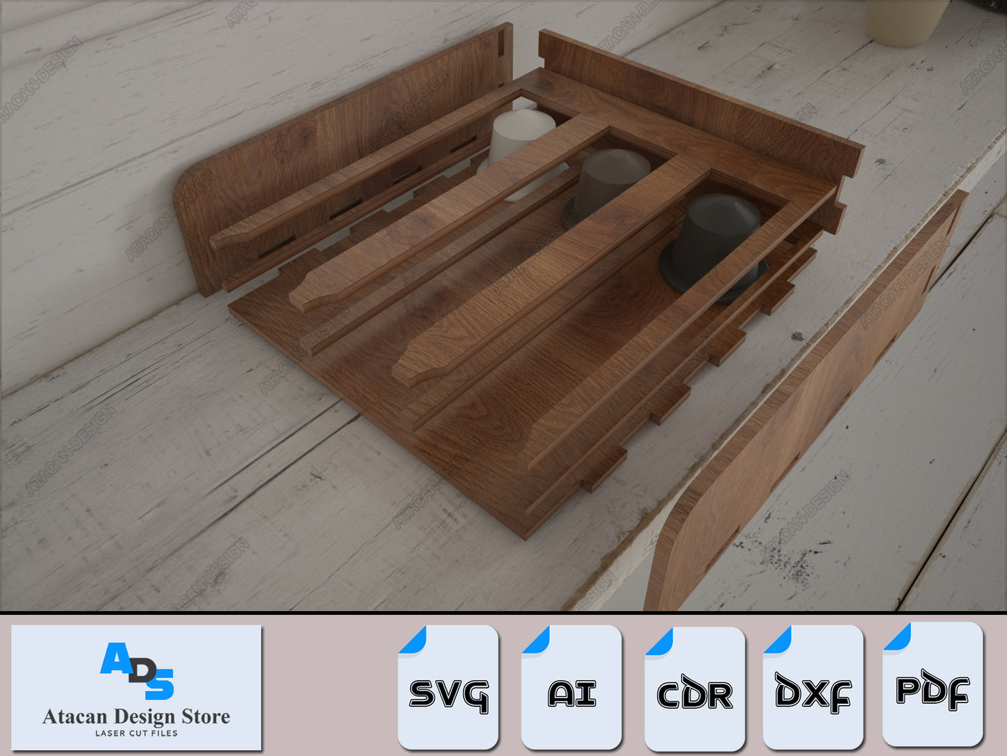 Laser Cut Coffee Pod Holder Stand Pattern - Modern Wooden Organizer Svg Dxf Digital File 389