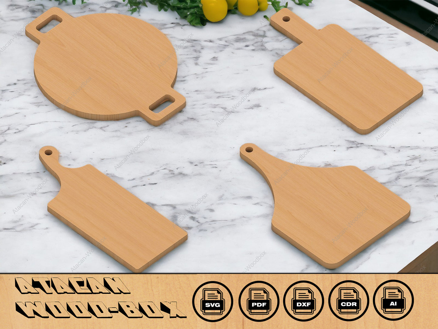 Kitchen Cutting Board Set / Laser Cutting SVG Files / Cnc, Glowforge, Cricut Digital files 184