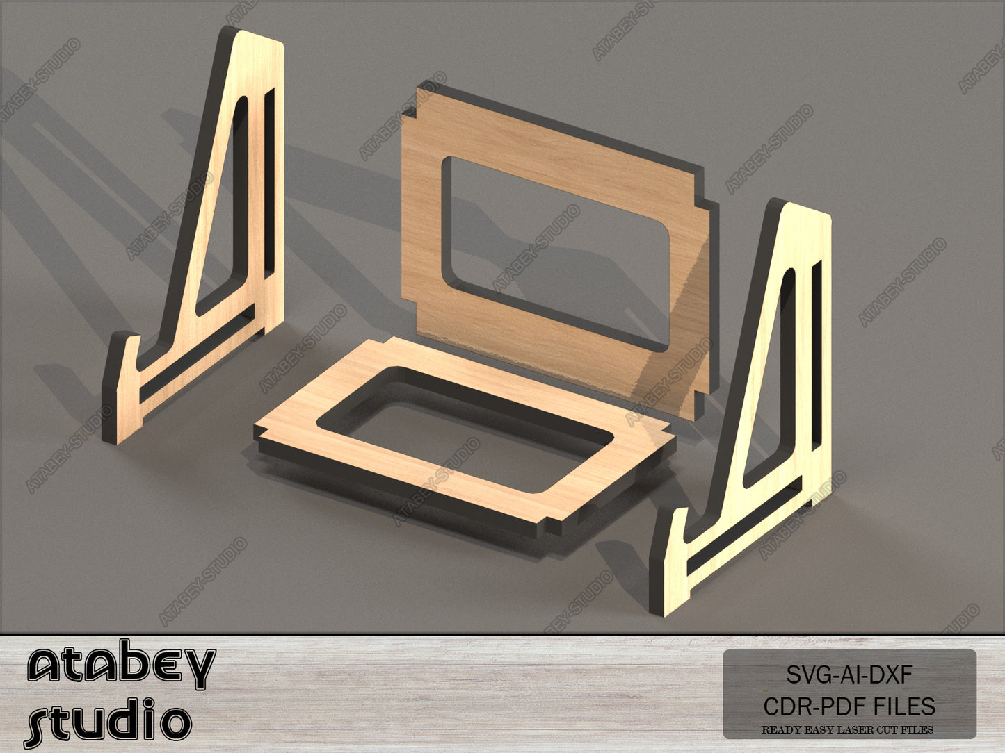 4 Sizes Easel Stand Laser Cut Files - Multipurpose Wooden Pic Display SVG, Ai, CDR, DXF 605