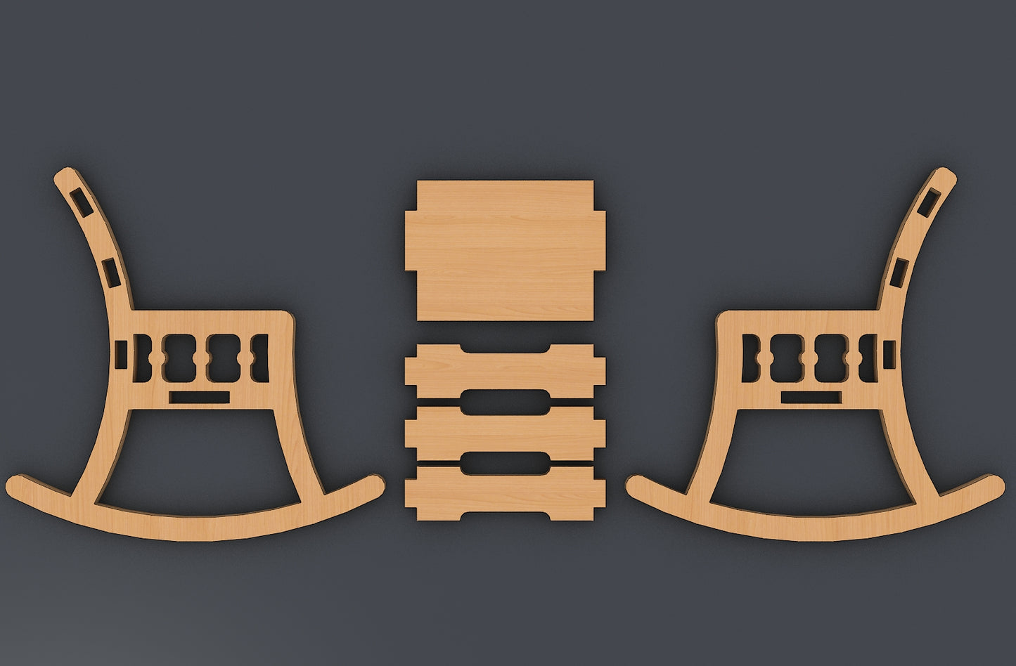 Rocking Chair Laser cutting SVG files / Miniature Carved Chair Cnc DXF file / Glowforge Laser Machines Digital cut Plans 134