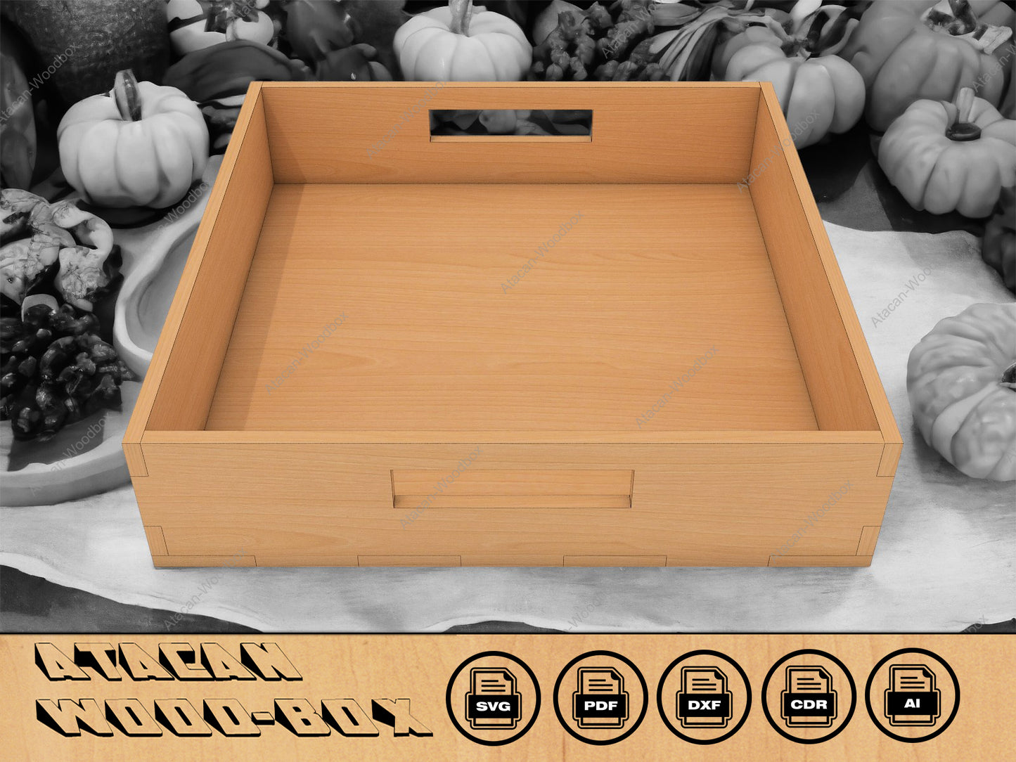 Wood Serving Tray / Glowforge Laser Vector Plans / Svg files for Sale,/ Dxf for Laser Machines 072