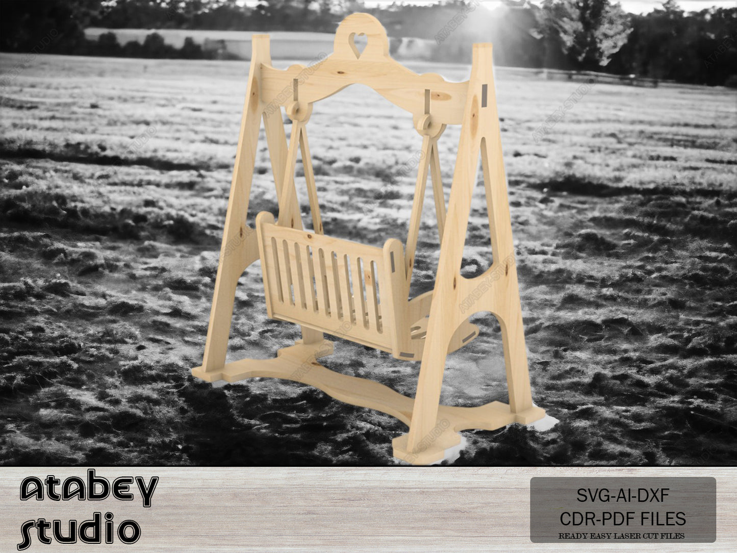 Elegant Wooden Swing Chair Plans - DIY Laser Cut Design Files for Home Decor - SVG, DXF 604