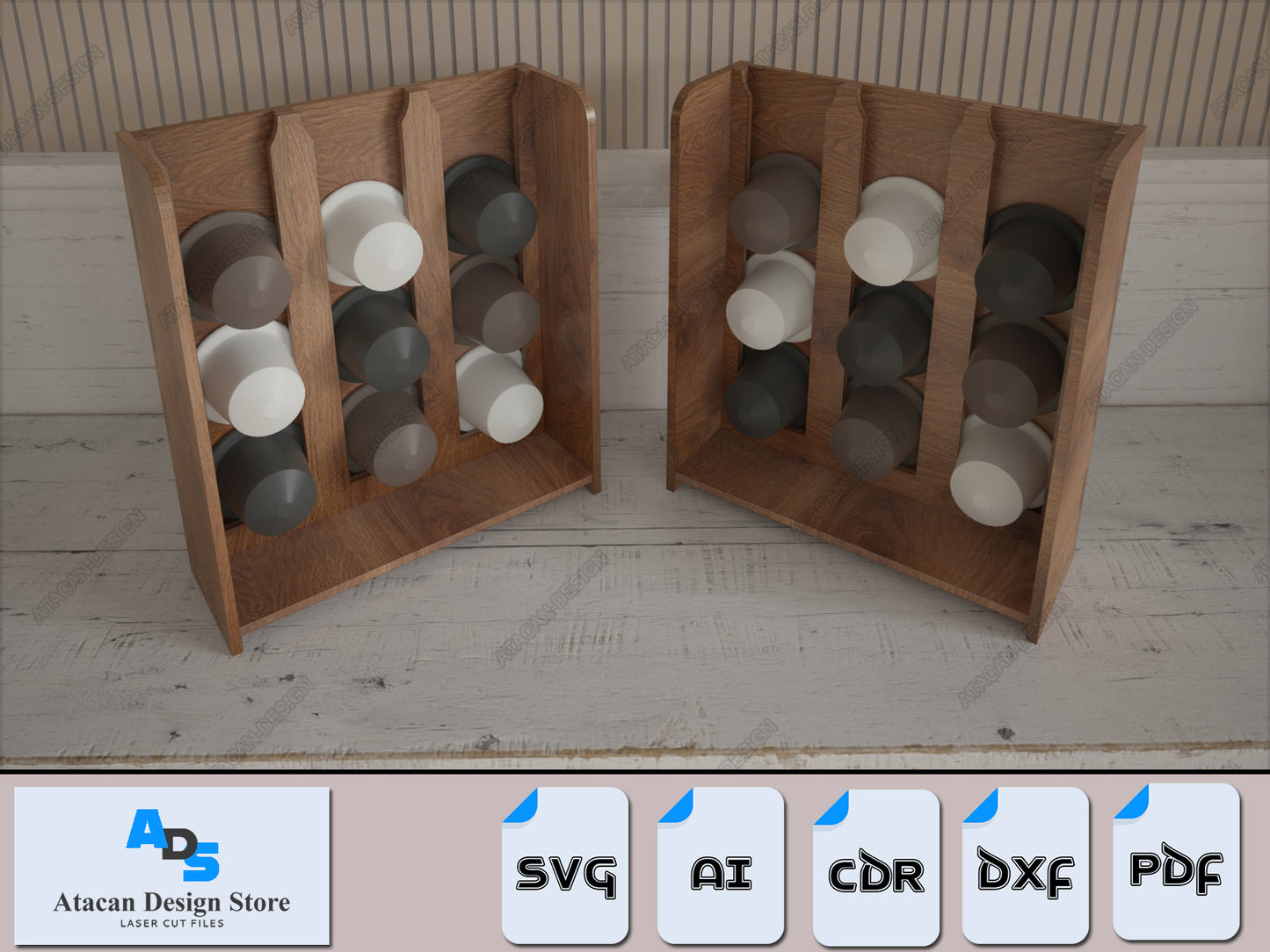 Laser Cut Coffee Pod Holder Stand Pattern - Modern Wooden Organizer Svg Dxf Digital File 389