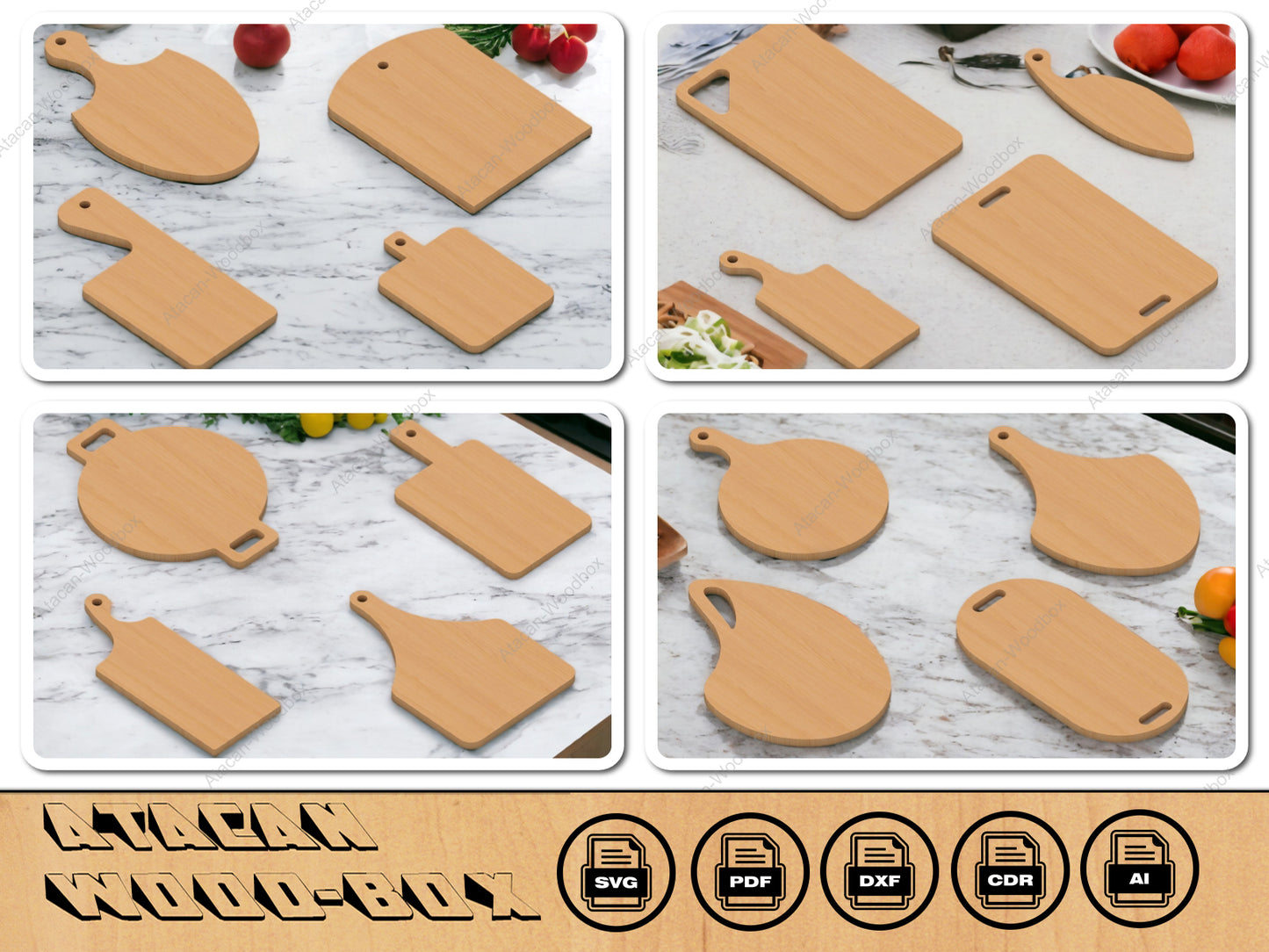 Kitchen Cutting Board Set / Laser Cutting SVG Files / Cnc, Glowforge, Cricut Digital files 184