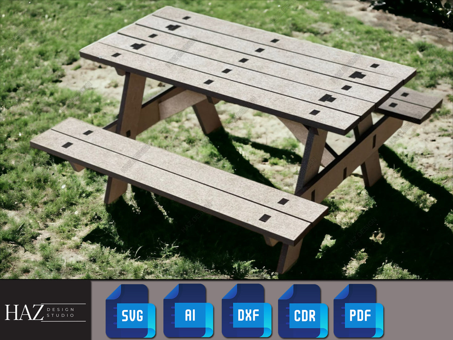 Compact Picnic Table Plans - Easy-to-Assemble Laser Cut Design Files 258