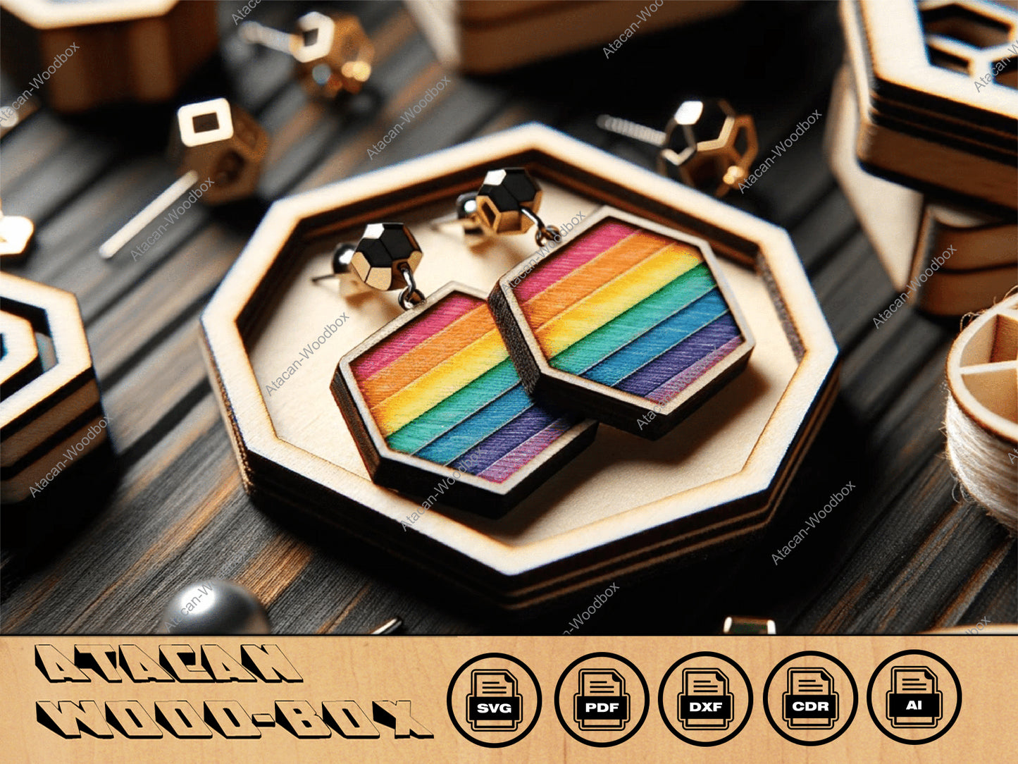 Exclusive Rainbow Themed Laser Cut Earring Files - Perfect for DIY Enthusiasts 413