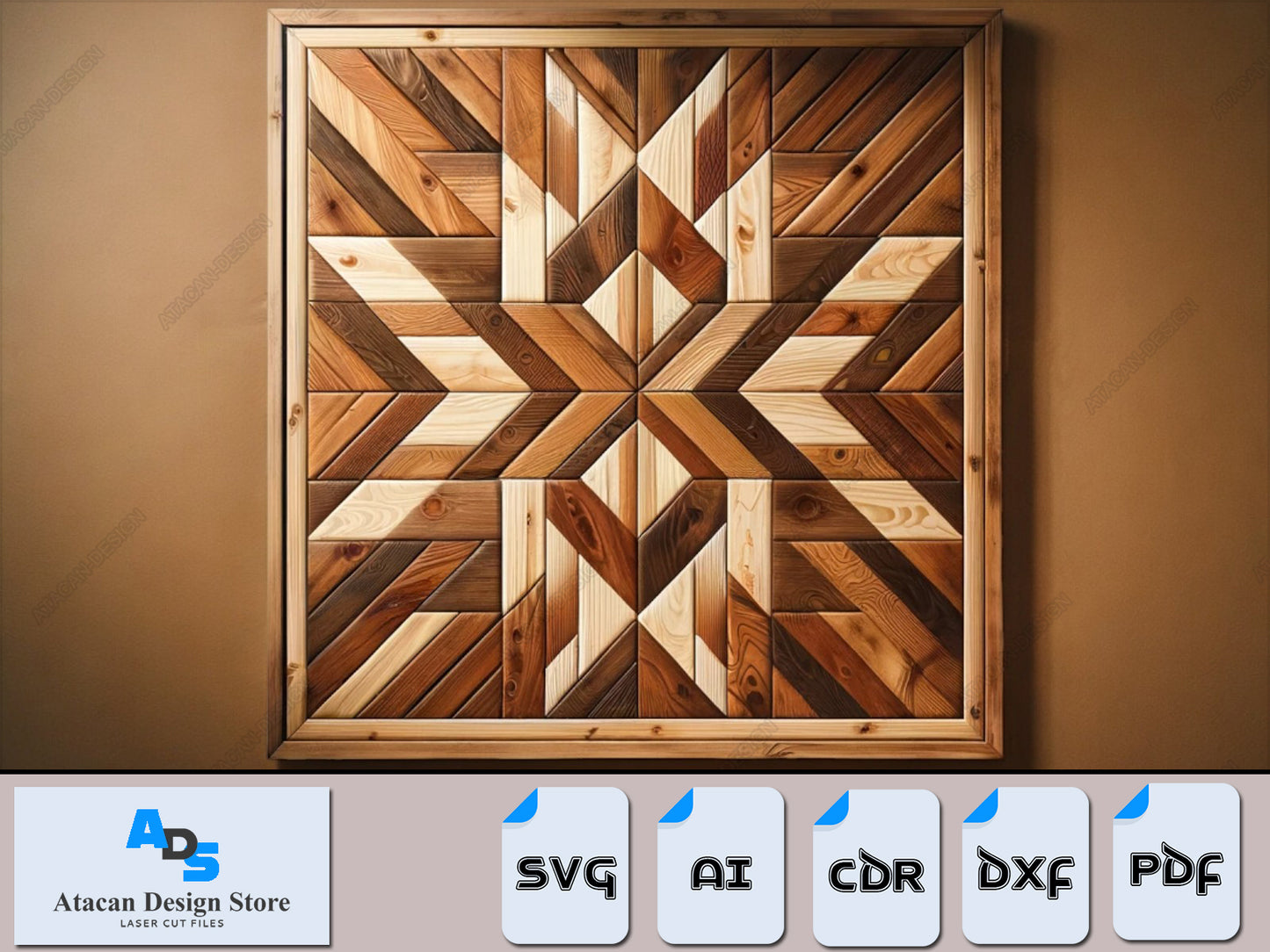 Rustic Charm Barn Quilt Patterns Bundle - Premium Svg, Dxf ,Pdf, Ai, Cdr Files for Laser Cutting 403