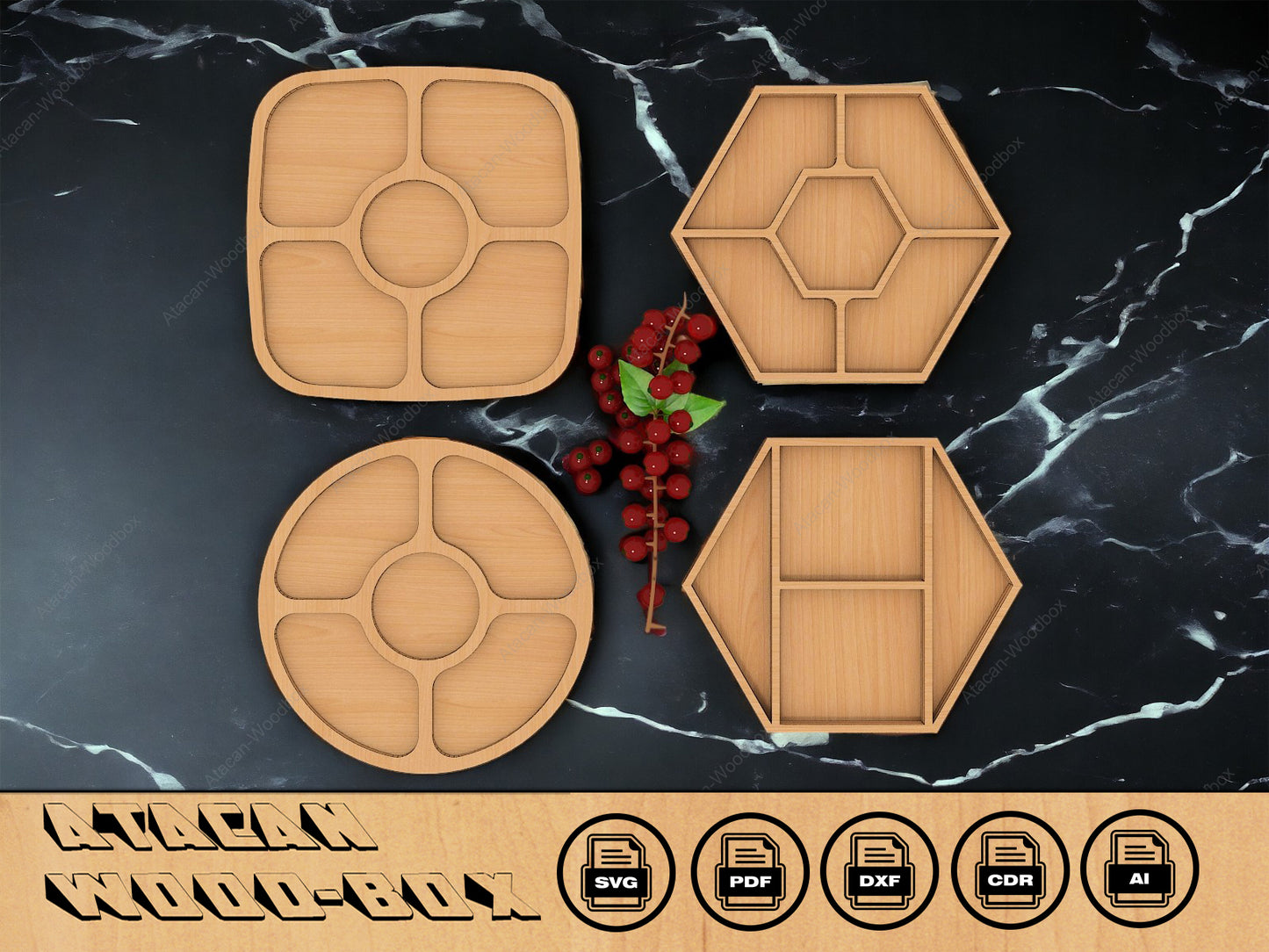 Charcuterie Boards / trays cut files / Digital SVG DXF CDR files 081