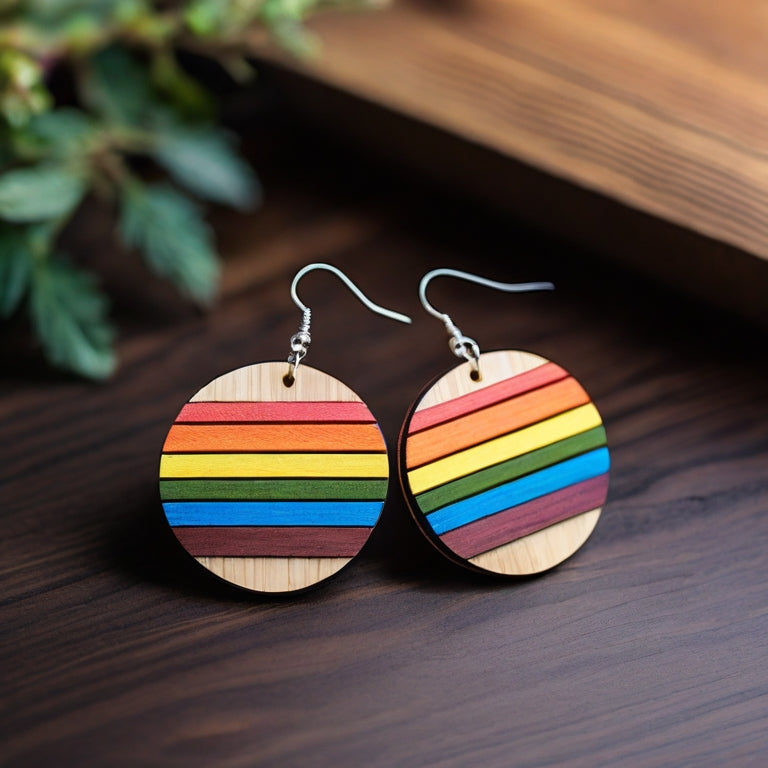 Vibrant Spectrum Ear Art - Precision-Cut Wooden Earring Design Templates for Laser Enthusiasts 382