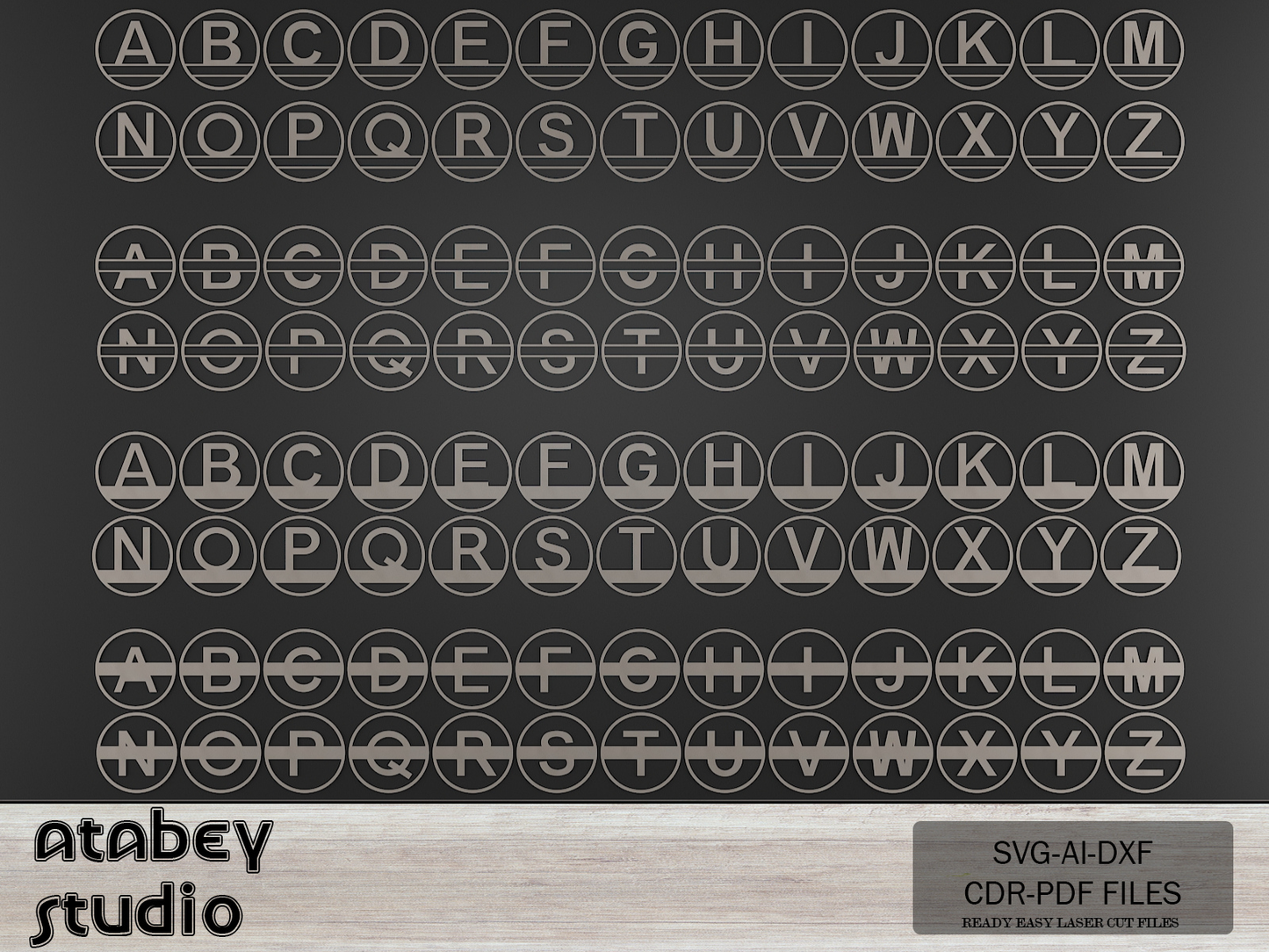 Personalized Monogram Split Letters - Custom Round Frame Name Signs with Intricate Patterns 719