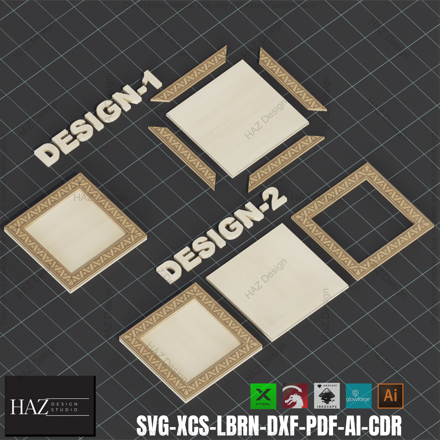 Geometric Frame SVG: Laser Cut Files, Photo Frame, DIY Decor,Triangle Pattern Frame: Laser Cut, Photo Frame SVG, Xtool 398