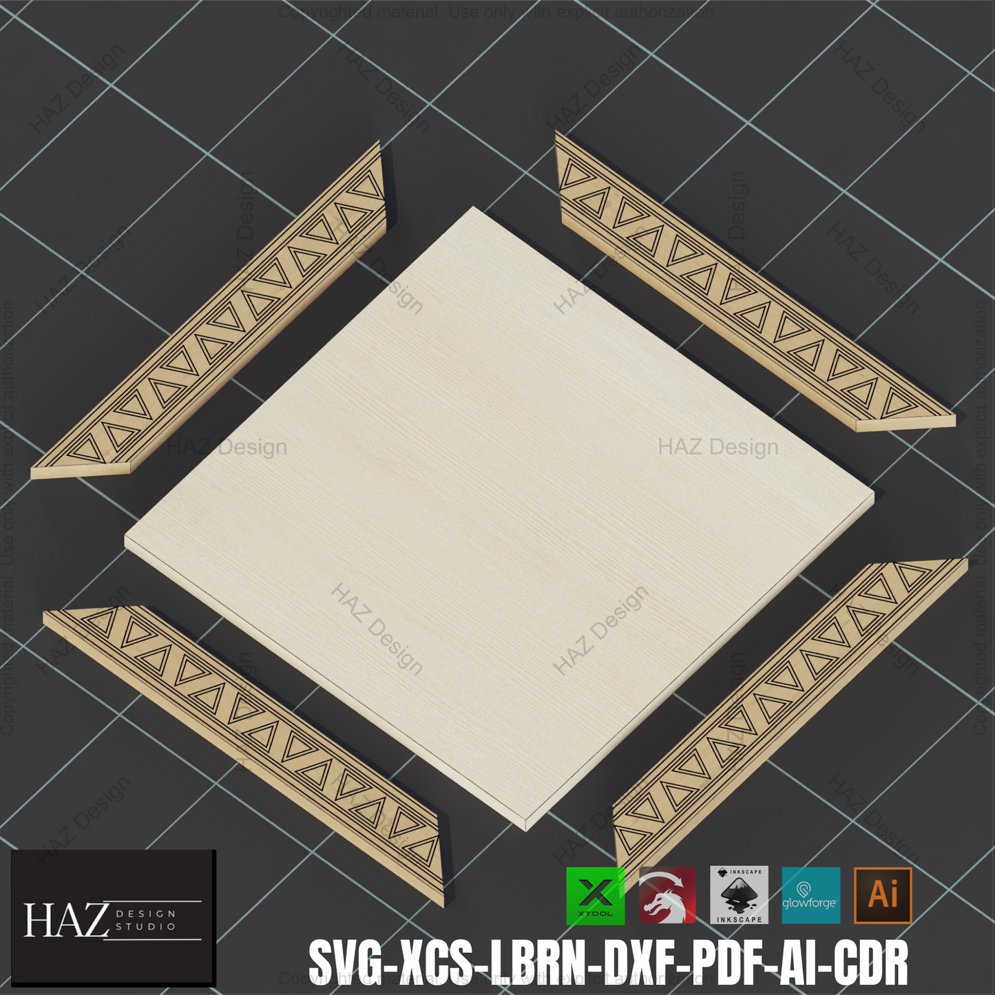 Geometric Frame SVG: Laser Cut Files, Photo Frame, DIY Decor,Triangle Pattern Frame: Laser Cut, Photo Frame SVG, Xtool 398
