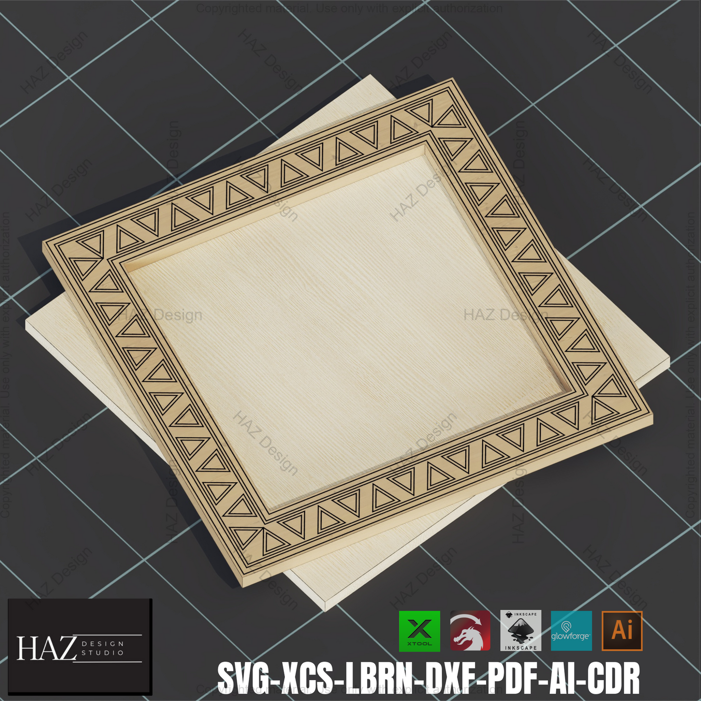 Geometric Frame SVG: Laser Cut Files, Photo Frame, DIY Decor,Triangle Pattern Frame: Laser Cut, Photo Frame SVG, Xtool 398