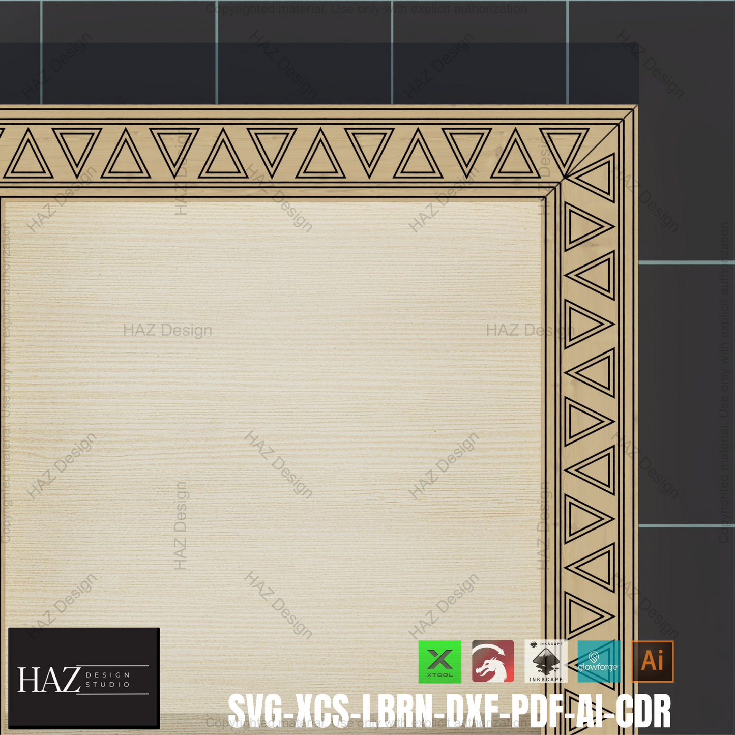 Geometric Frame SVG: Laser Cut Files, Photo Frame, DIY Decor,Triangle Pattern Frame: Laser Cut, Photo Frame SVG, Xtool 398