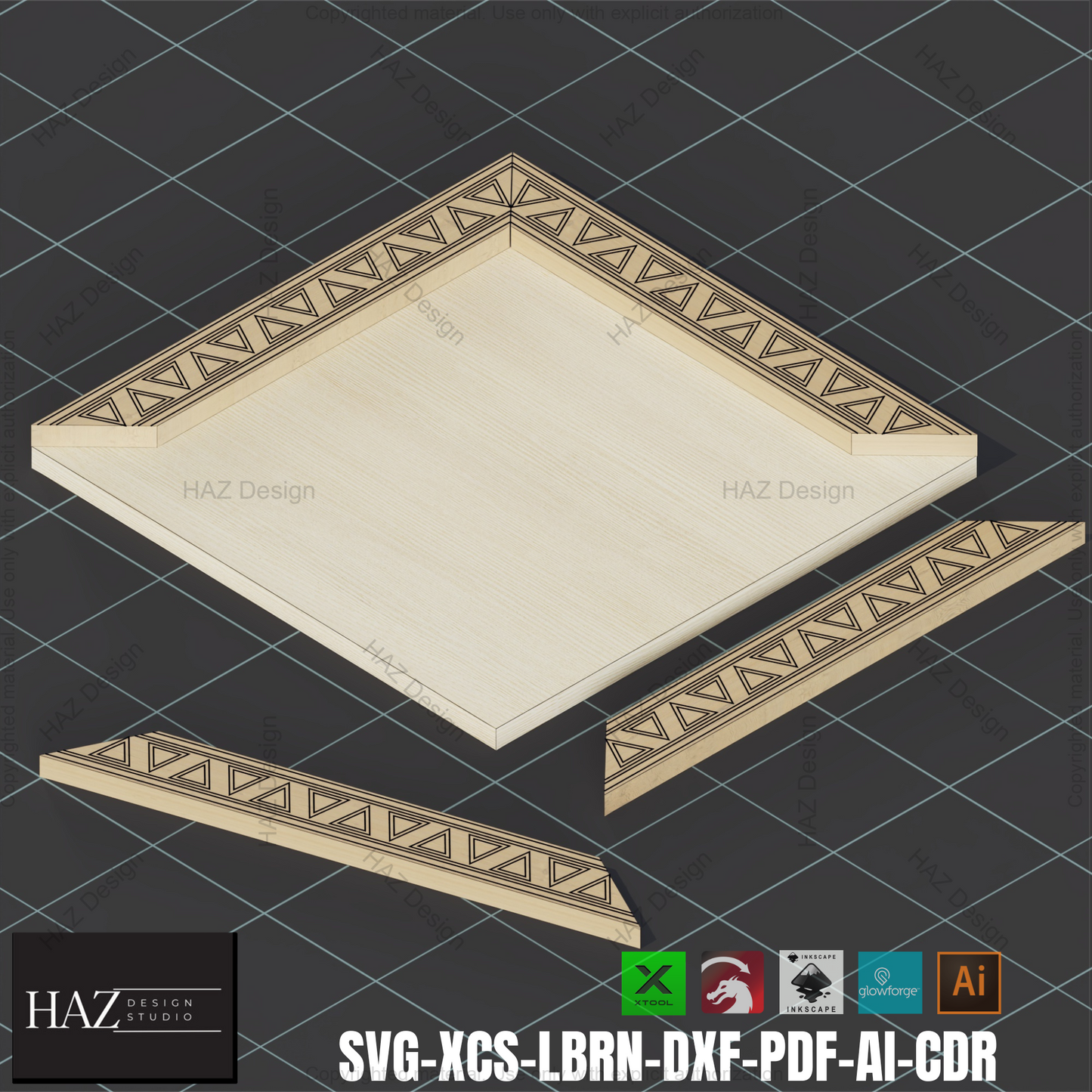 Geometric Frame SVG: Laser Cut Files, Photo Frame, DIY Decor,Triangle Pattern Frame: Laser Cut, Photo Frame SVG, Xtool 398