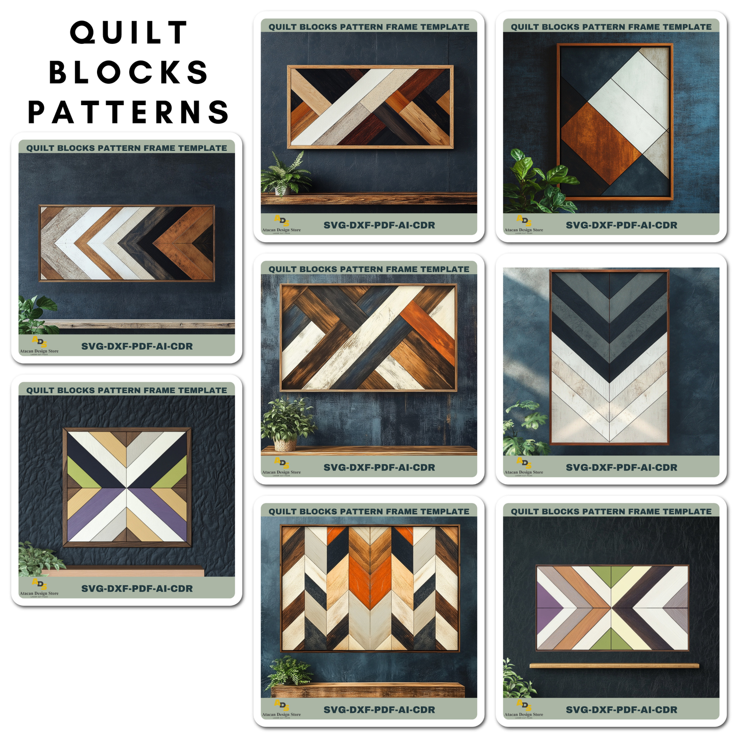Digital Quilt Block SVG Templates for Barn Wood Art – Perfect for Laser Cutting 754
