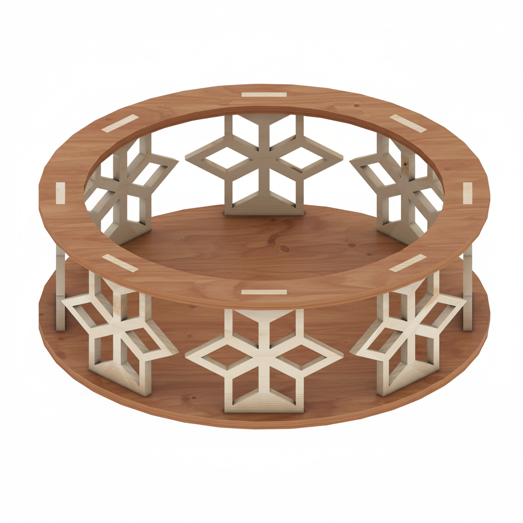 3 Sizes Round Decorative Tray Cutting File - Wooden Baskets Svg Cut Plans 152