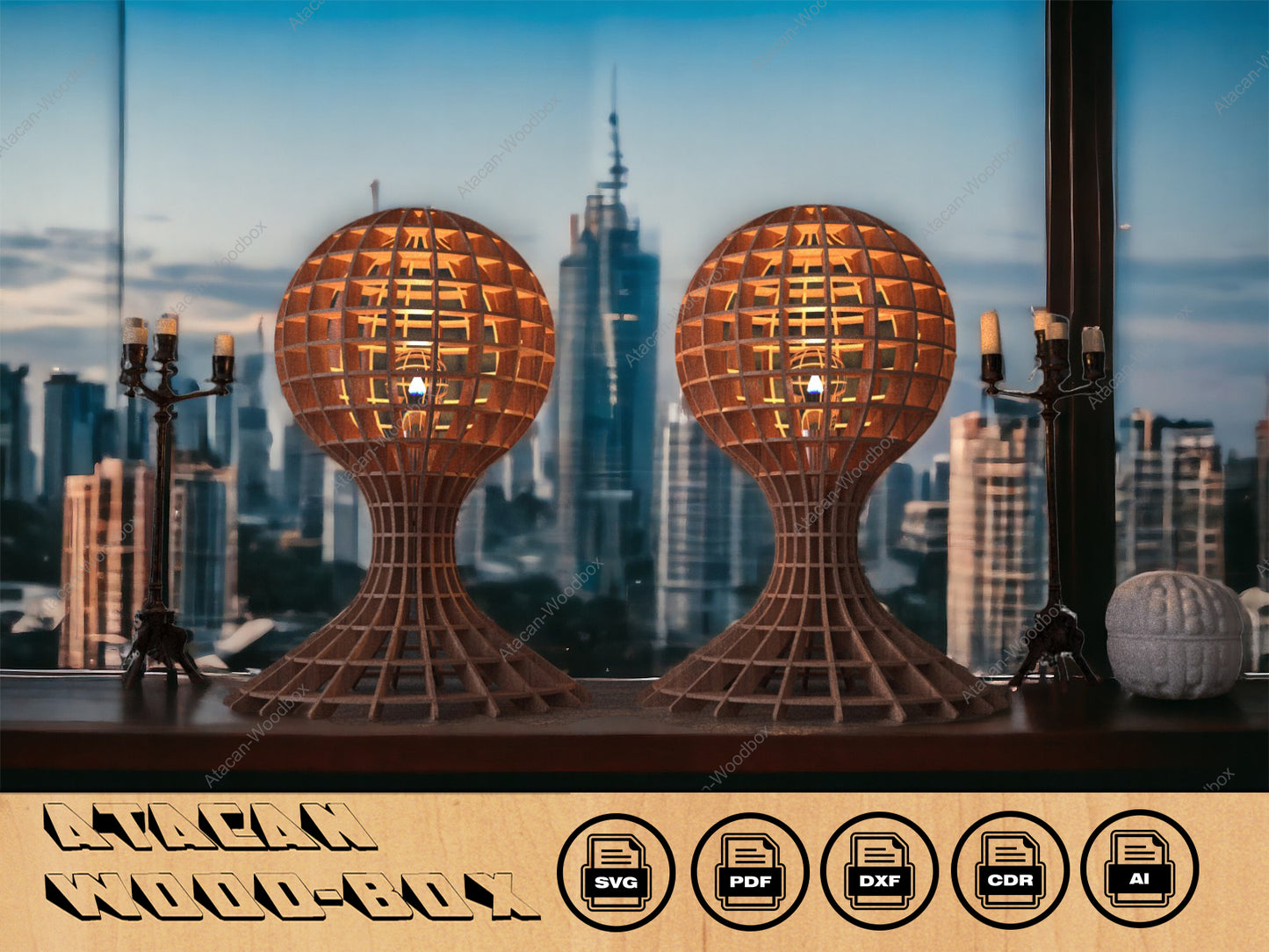 Wood Table Light Chandelier / Table top lampshade / Laser cut wooden floor lamp 278