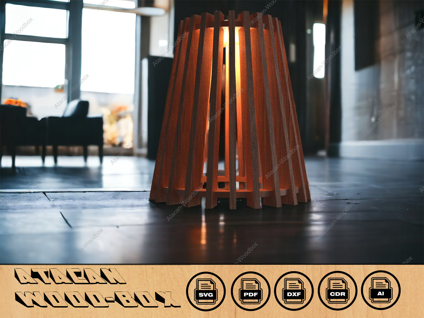 Wood Pendant Light Chandelier Lamp lampshade / Glowforge laser cut SVG, DXF, CDR 277