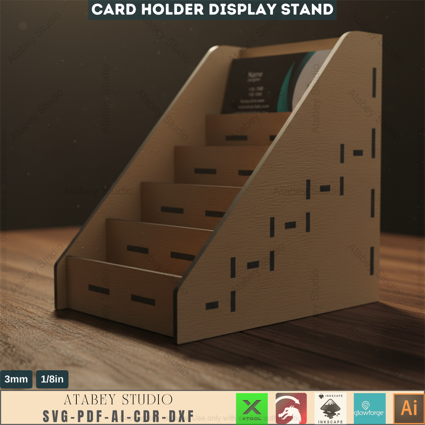 Elevate Your Networking: Laser Cut Wood Business Card Display - Sleek Organizer & SVG File 563