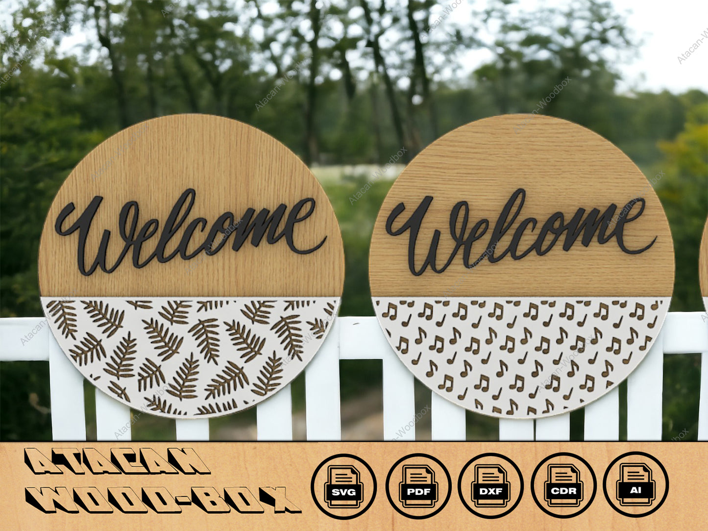 Door Hanger Pack SVG / Door Hangers with Patterns / Welcome Sign / Laser Vector files / Wood Cutting 266