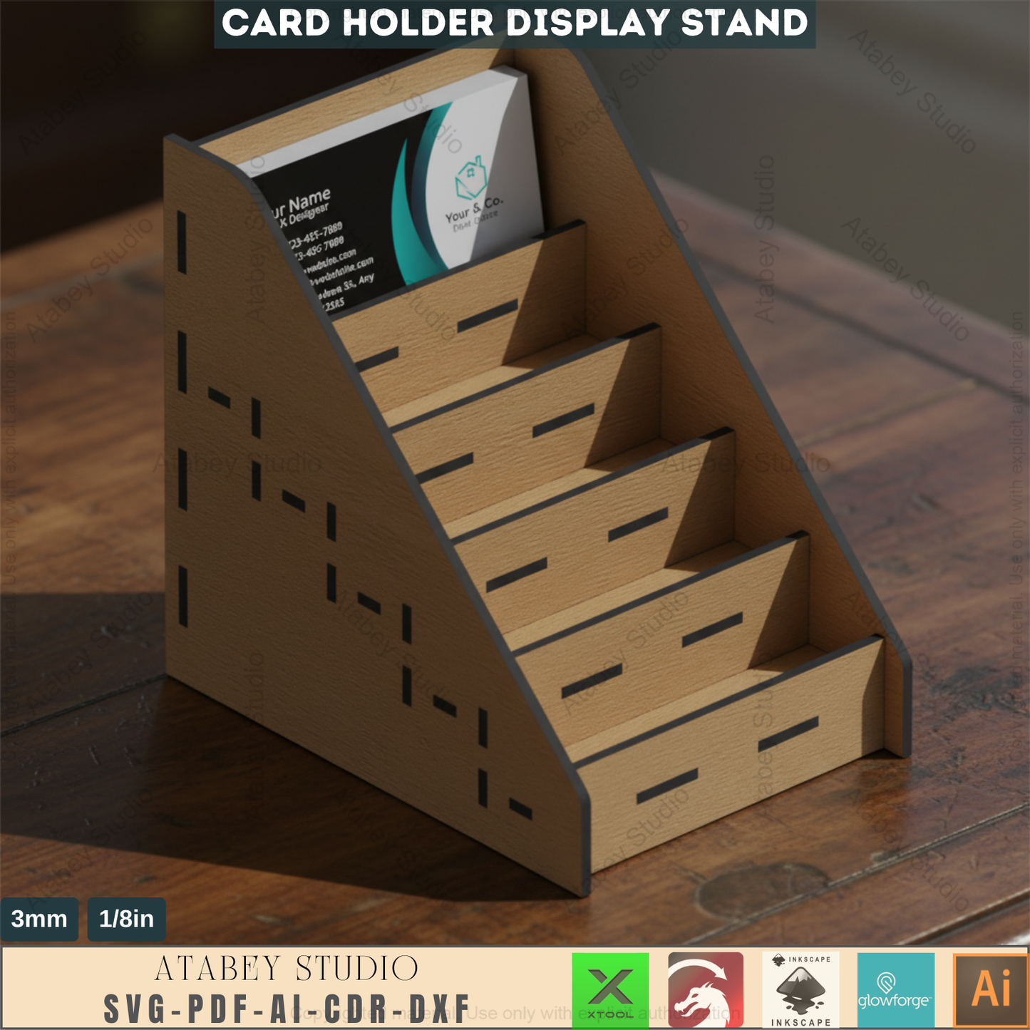 Elevate Your Networking: Laser Cut Wood Business Card Display - Sleek Organizer & SVG File 563