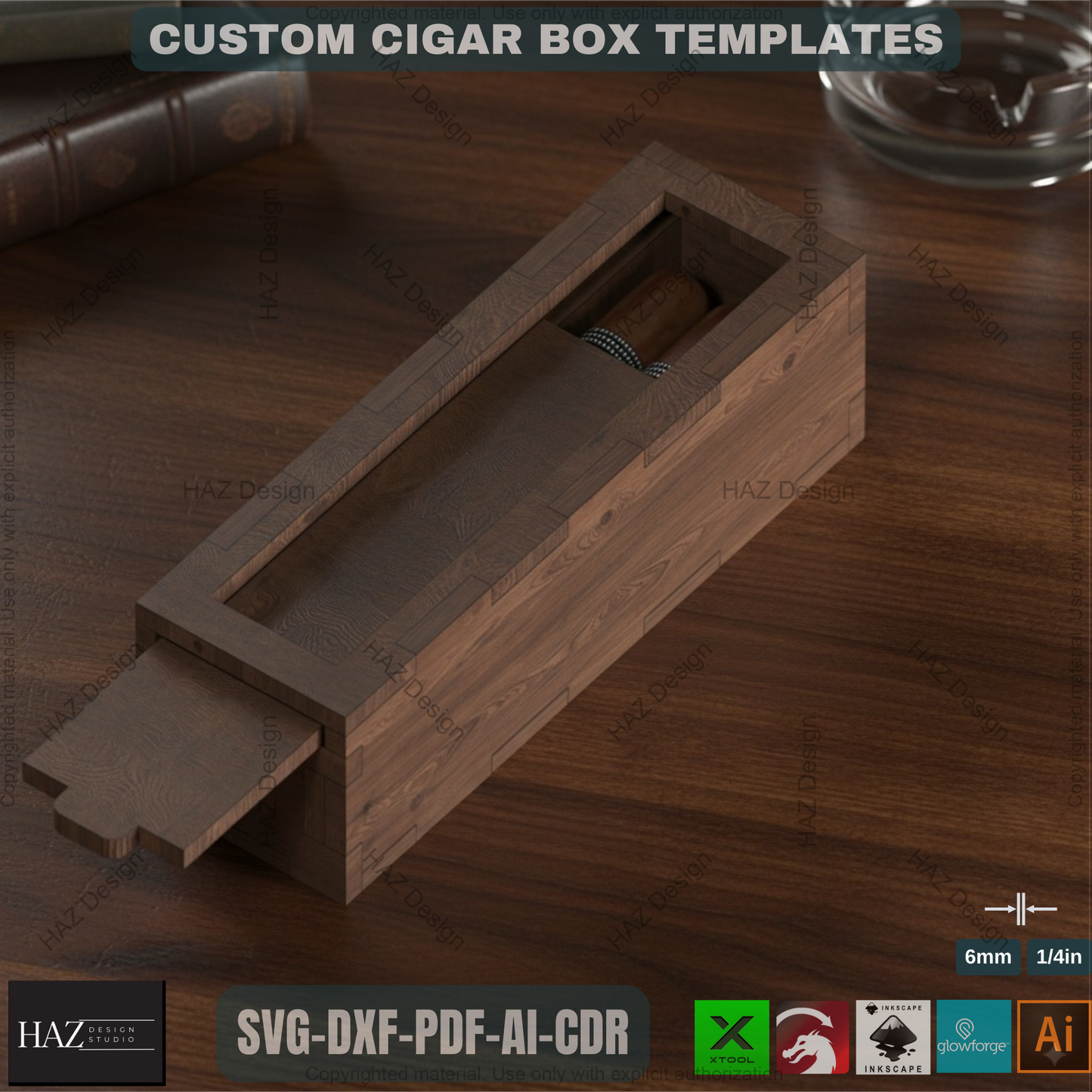Premium Laser Cut Cigar Box Template - DIY Storage Solution for Woodworking 369