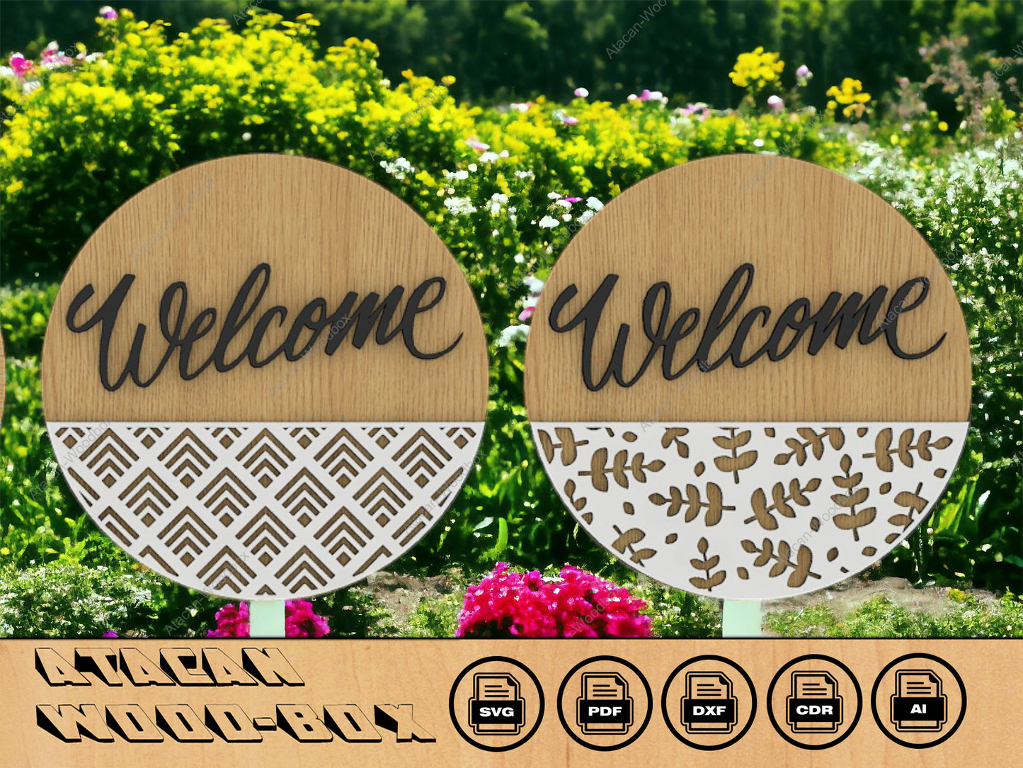 Door Hanger Pack SVG / Door Hangers with Patterns / Welcome Sign / Laser Vector files / Wood Cutting 266