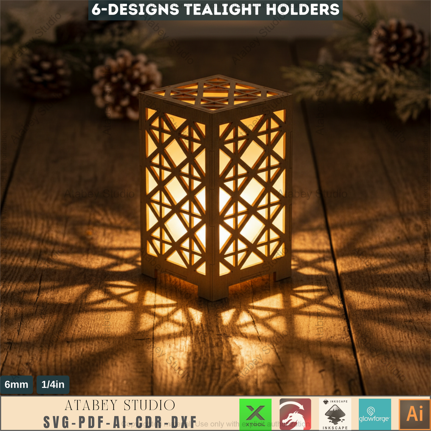 DIY Wooden Desk Lamps & Tealight Holders - Laser Cutting Templates SVG DXF Files 597
