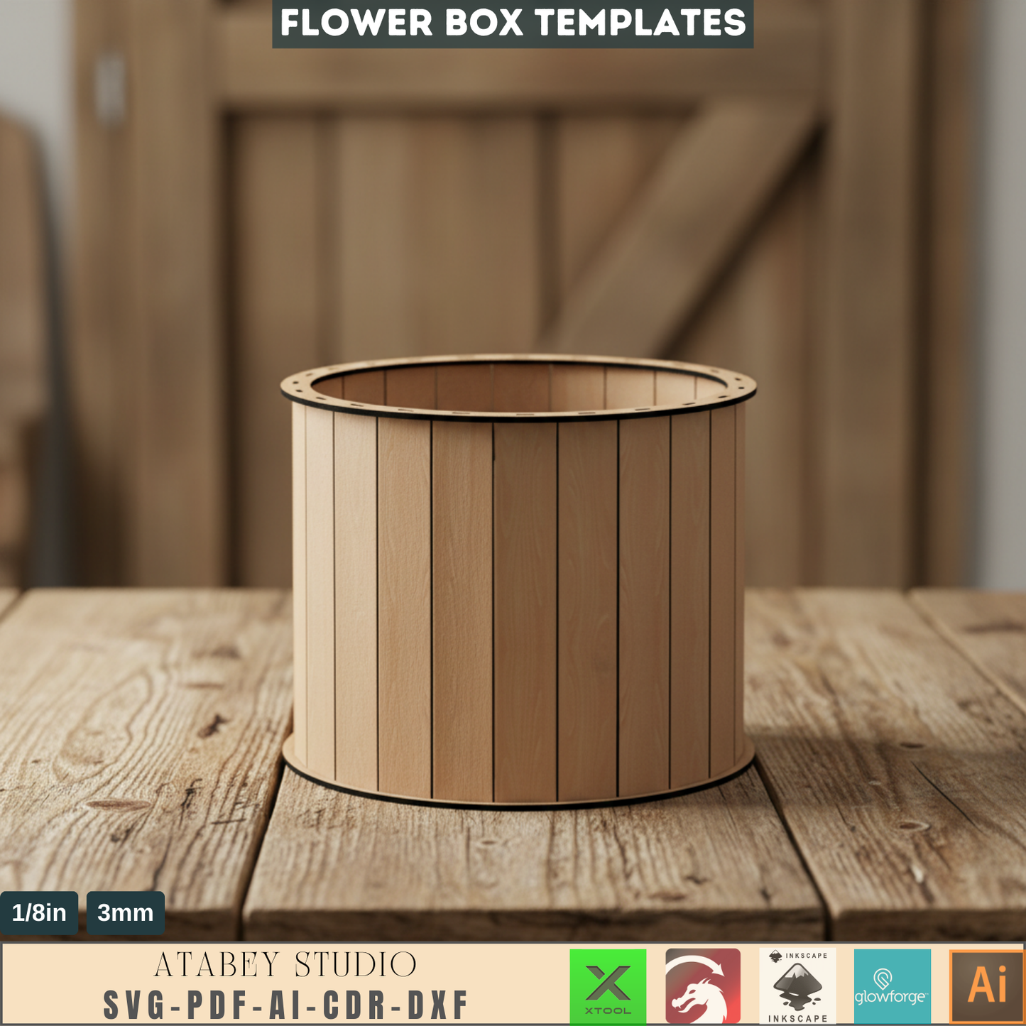 DIY Flower and Gift Basket - Laser Cut Wooden Box for Garden Projects 708