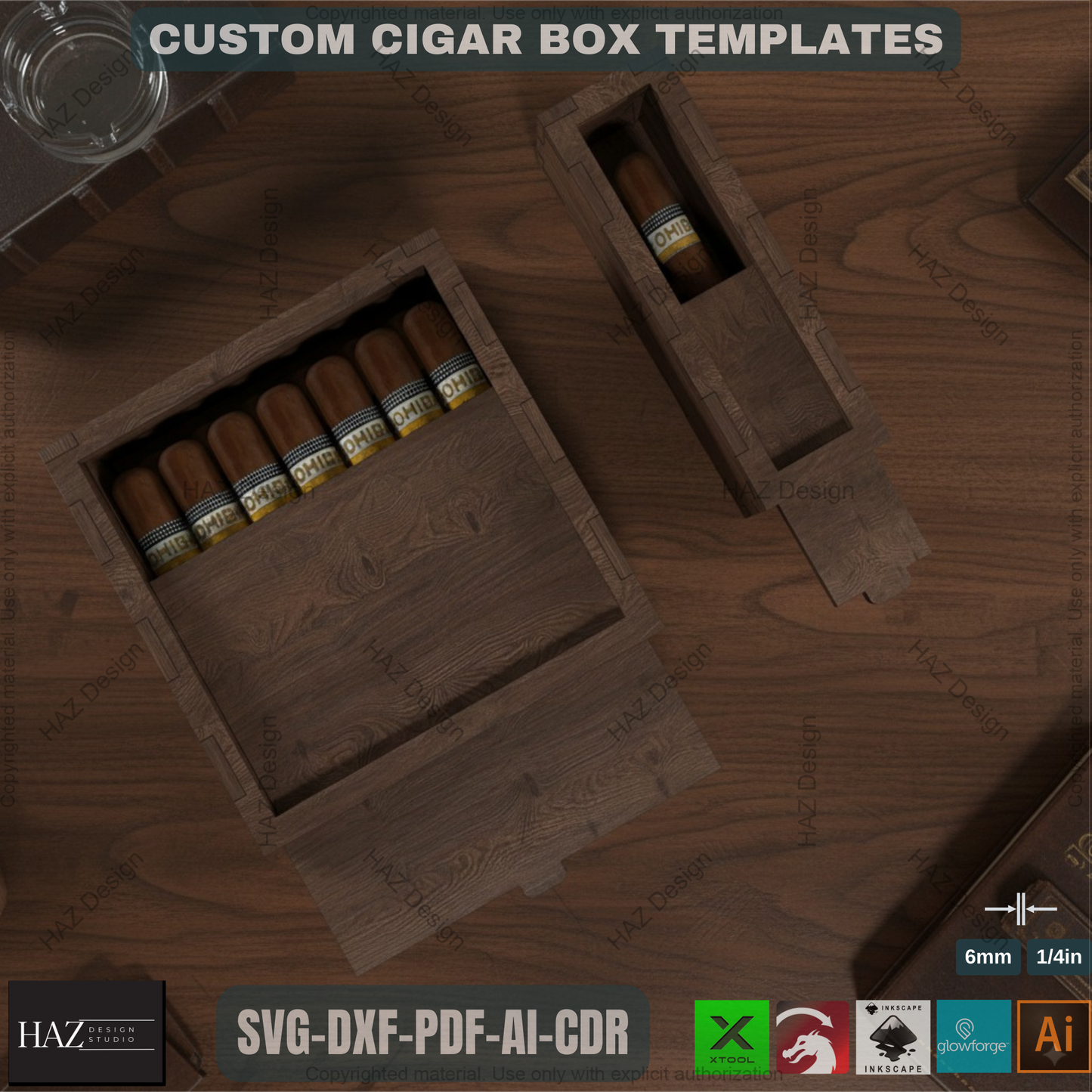 Premium Laser Cut Cigar Box Template - DIY Storage Solution for Woodworking 369