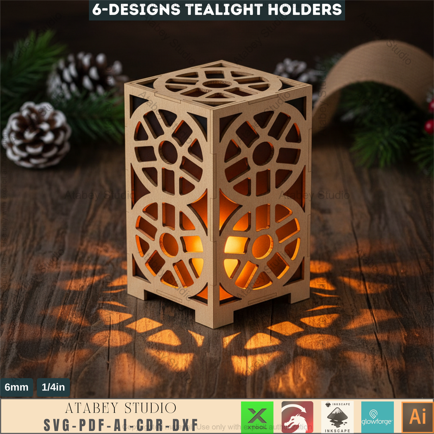 DIY Wooden Desk Lamps & Tealight Holders - Laser Cutting Templates SVG DXF Files 597
