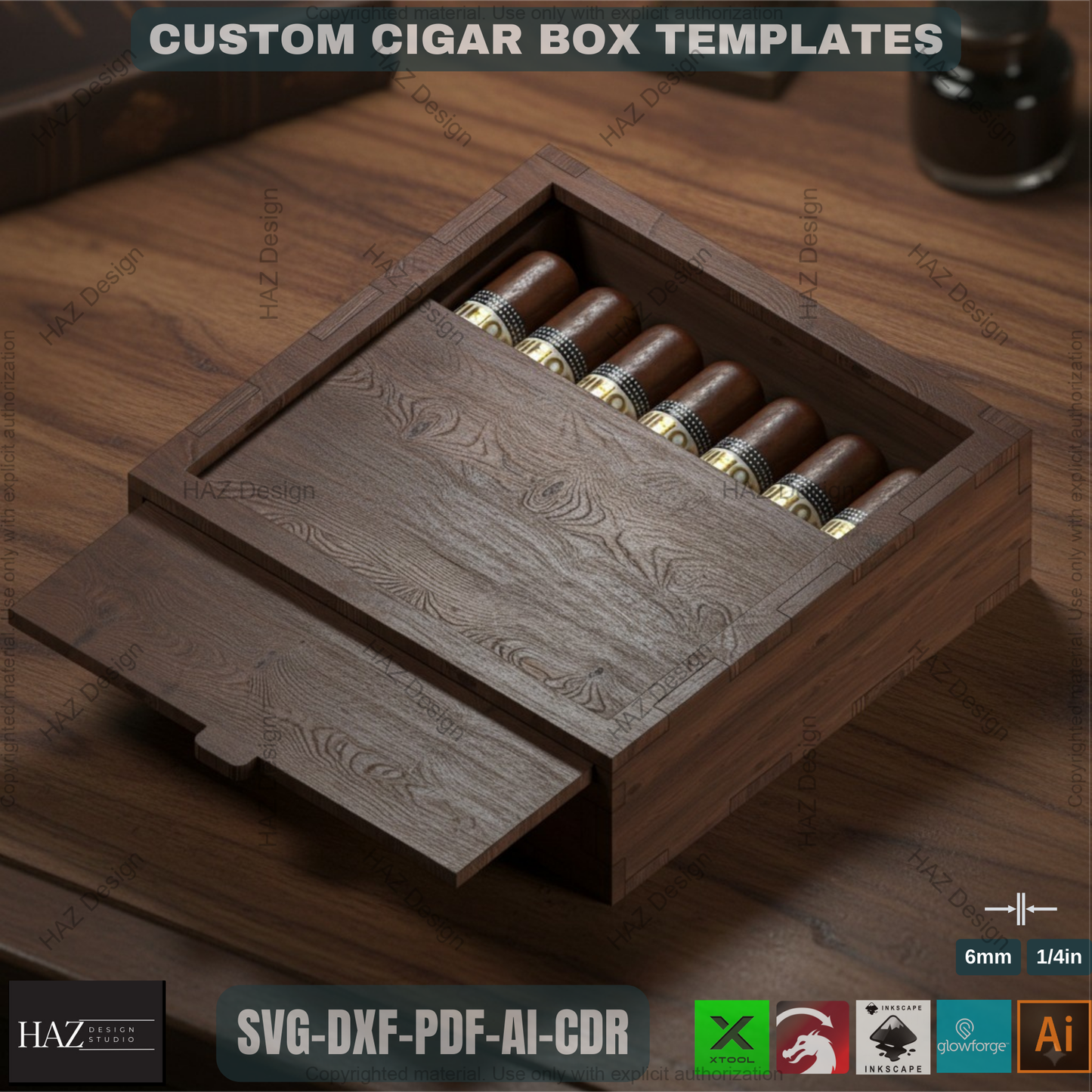 Premium Laser Cut Cigar Box Template - DIY Storage Solution for Woodworking 369
